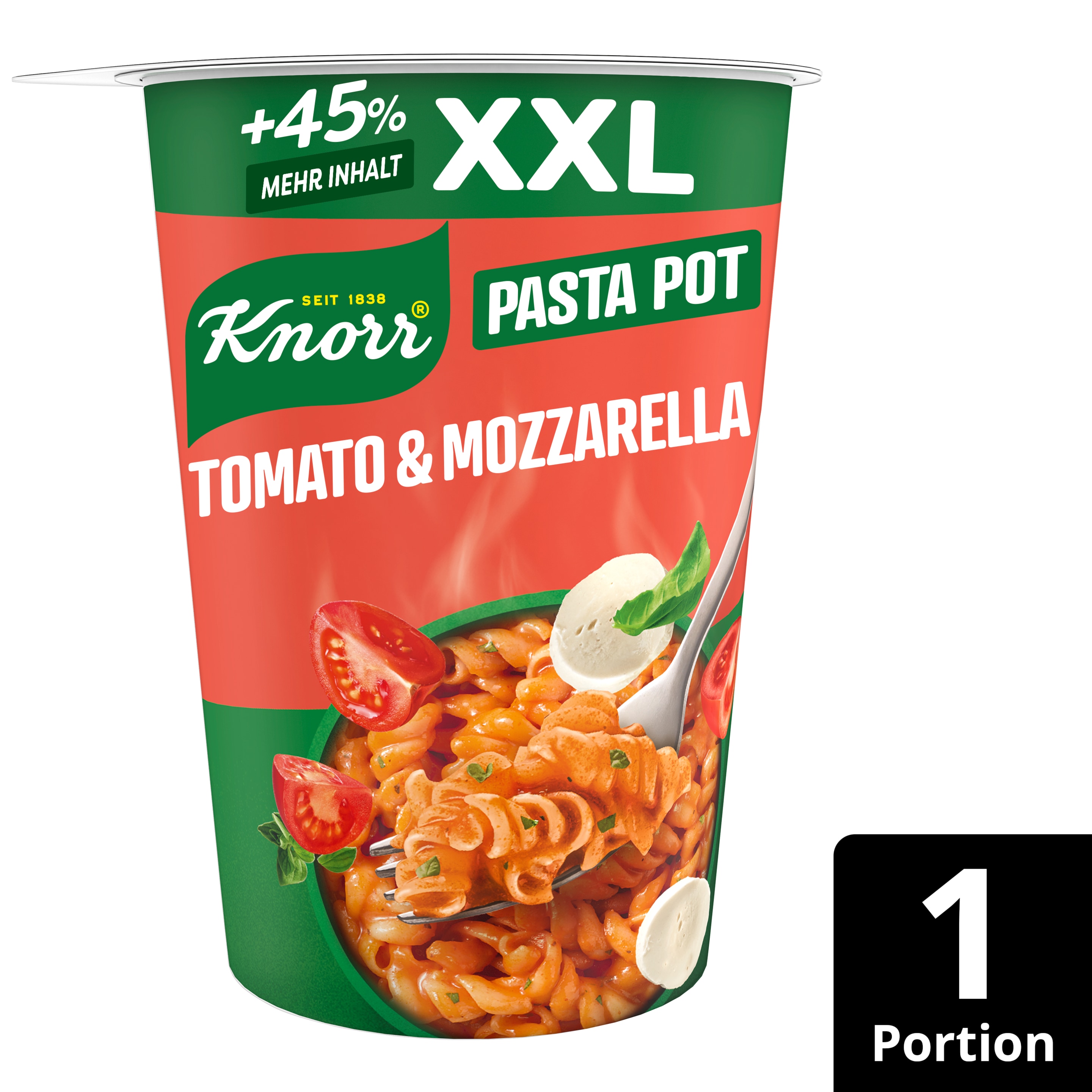 Knorr XXL Pasta Pot Tomato Mozzarella 1 Portion 93g packshot