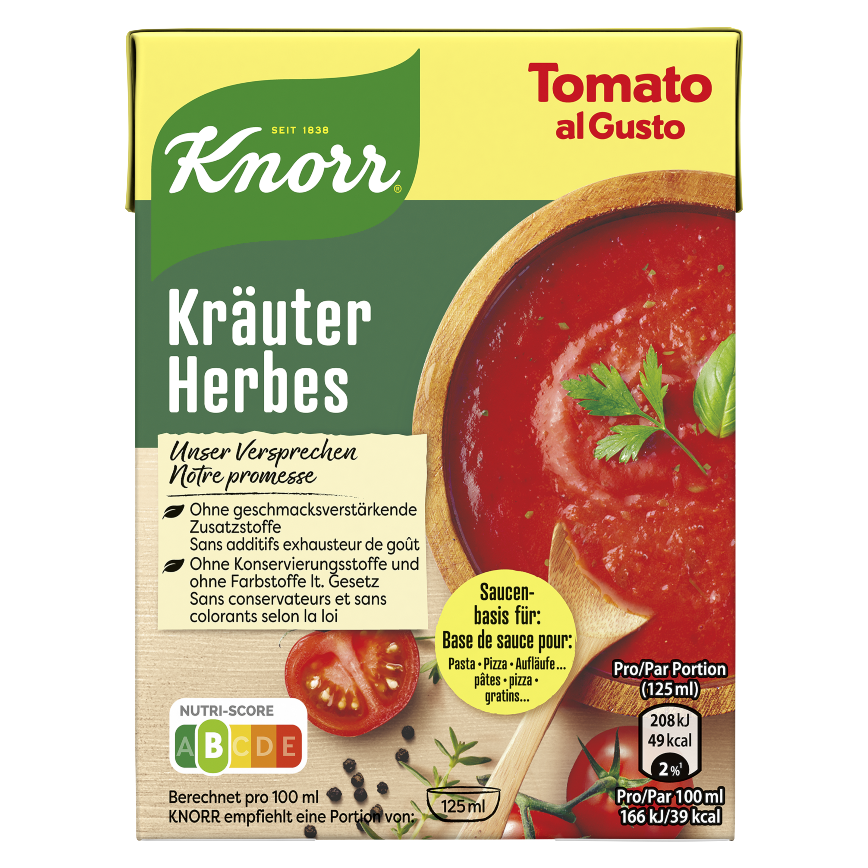 KNORR Tomato al Gusto aux herbes sauce 352 ml brique