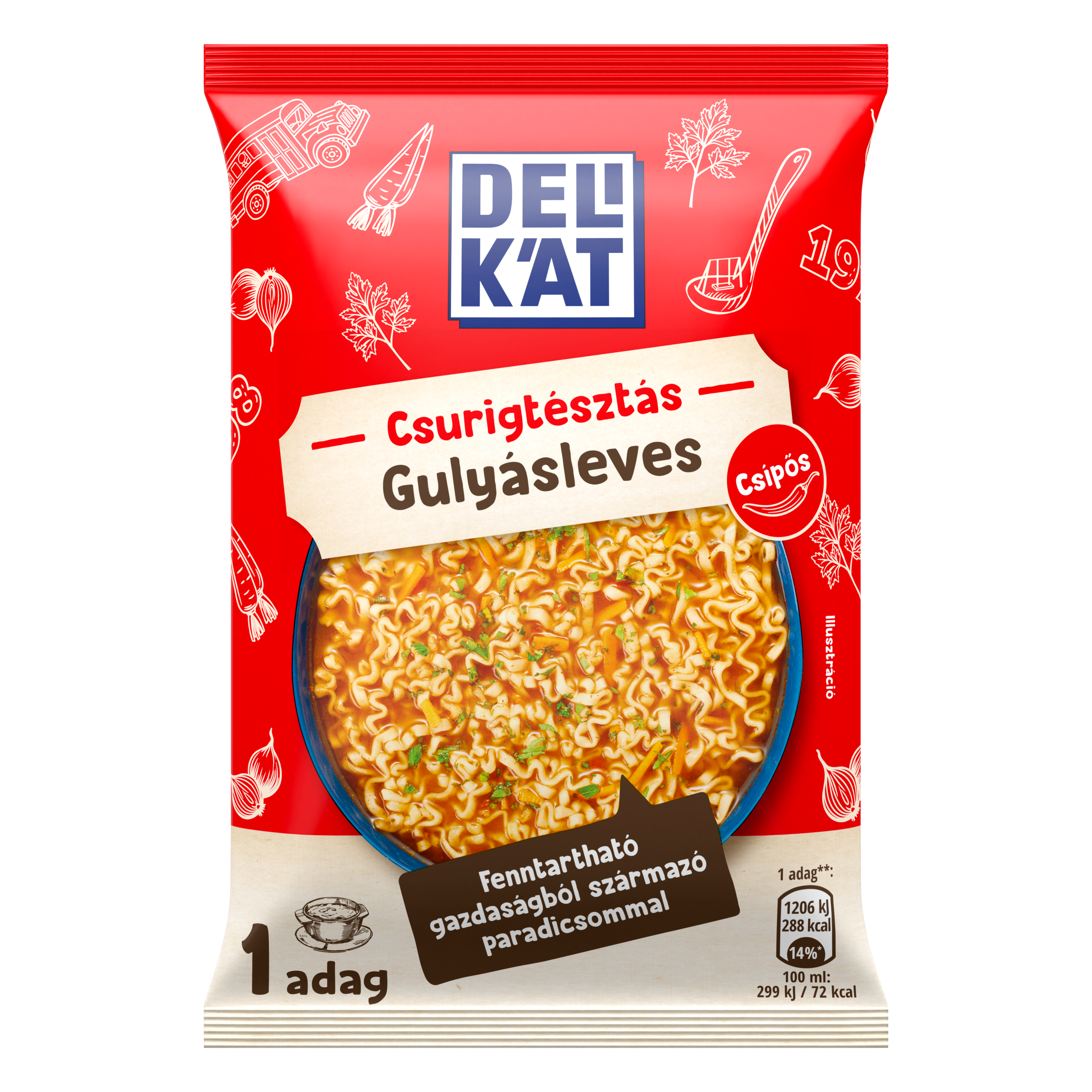 Delikát Csurigtésztás Gulyásleves 59 g packshot