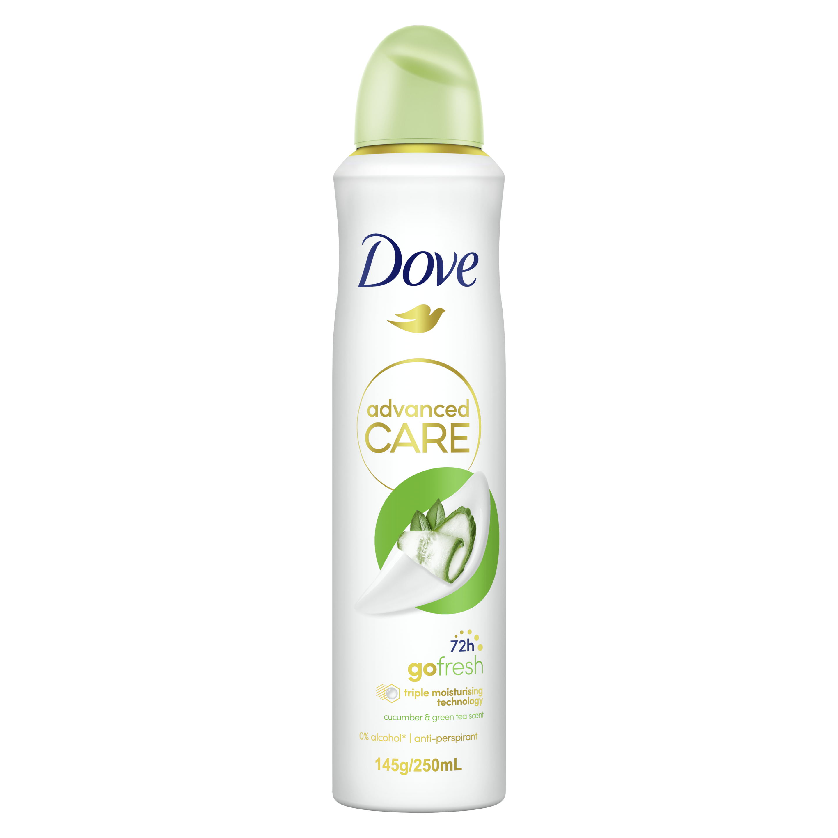 DOVE ADVANCED ANTIPERSPIRANT AEROSOL GO FRESH GREEN TEA CUCUMBER 250 ML