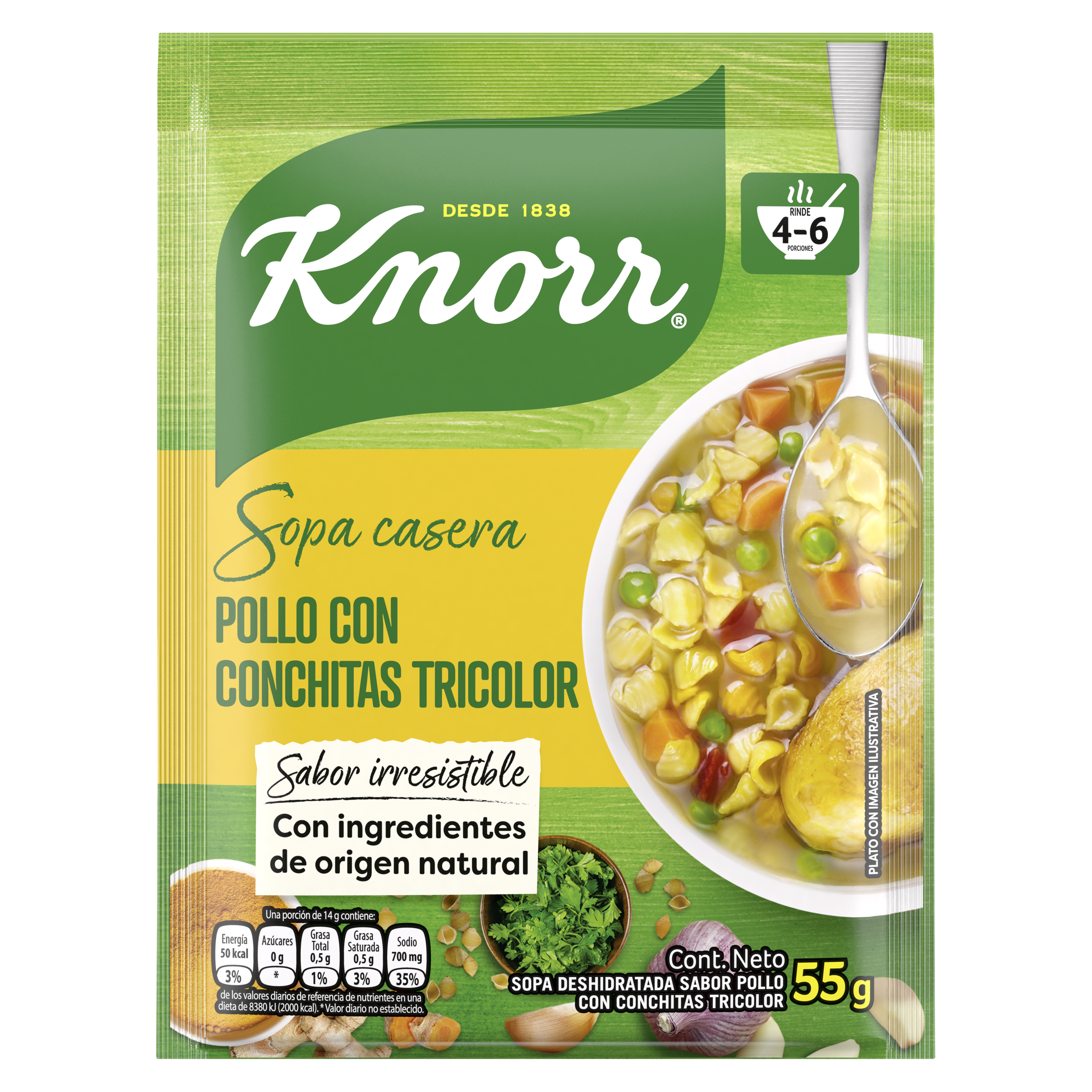 Sopa pollo con Conchita Tricolor Knorr packshot