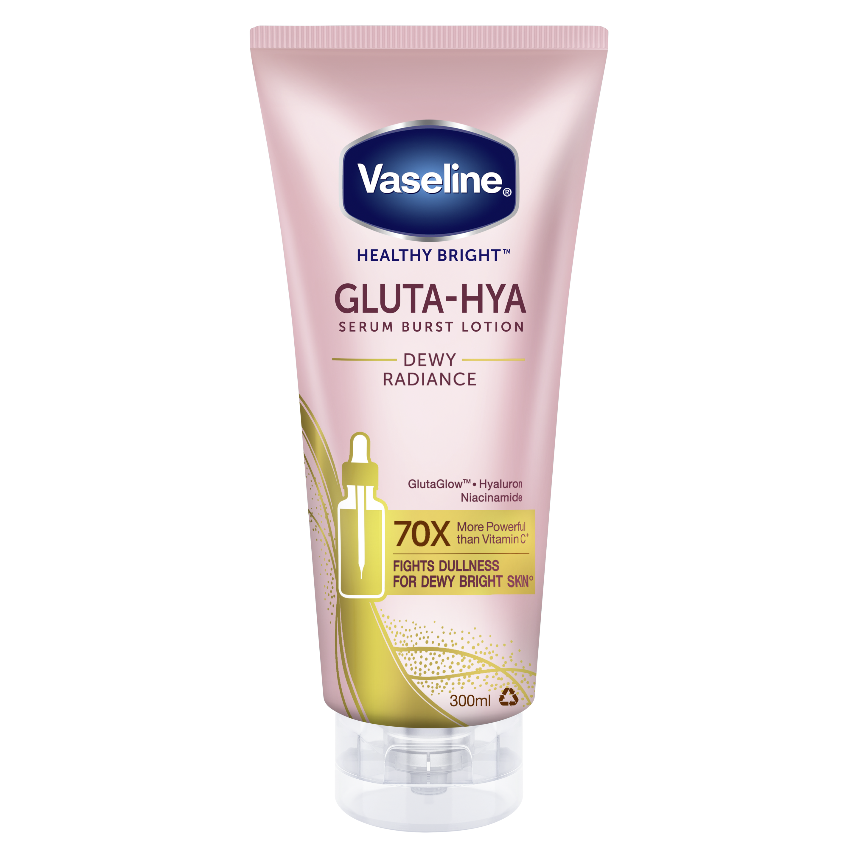 Vaseline® Gluta-Hya Serum Burst Lotion Dewy Radiance 300ml FOP Pack packshot
