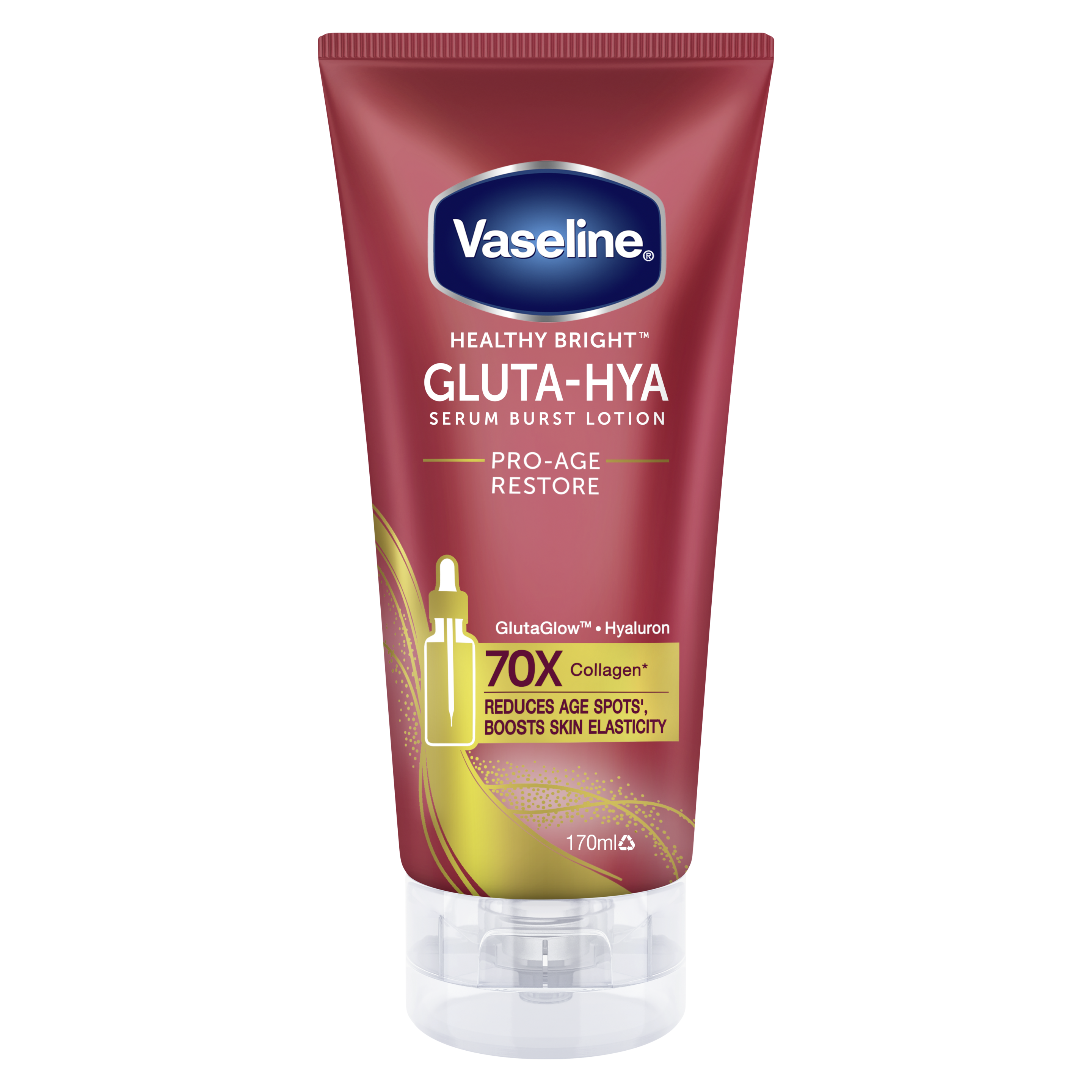 Vaseline Gluta-Hya Serum Burst Lotion Pro-Age Restore 170ml FOP Pack