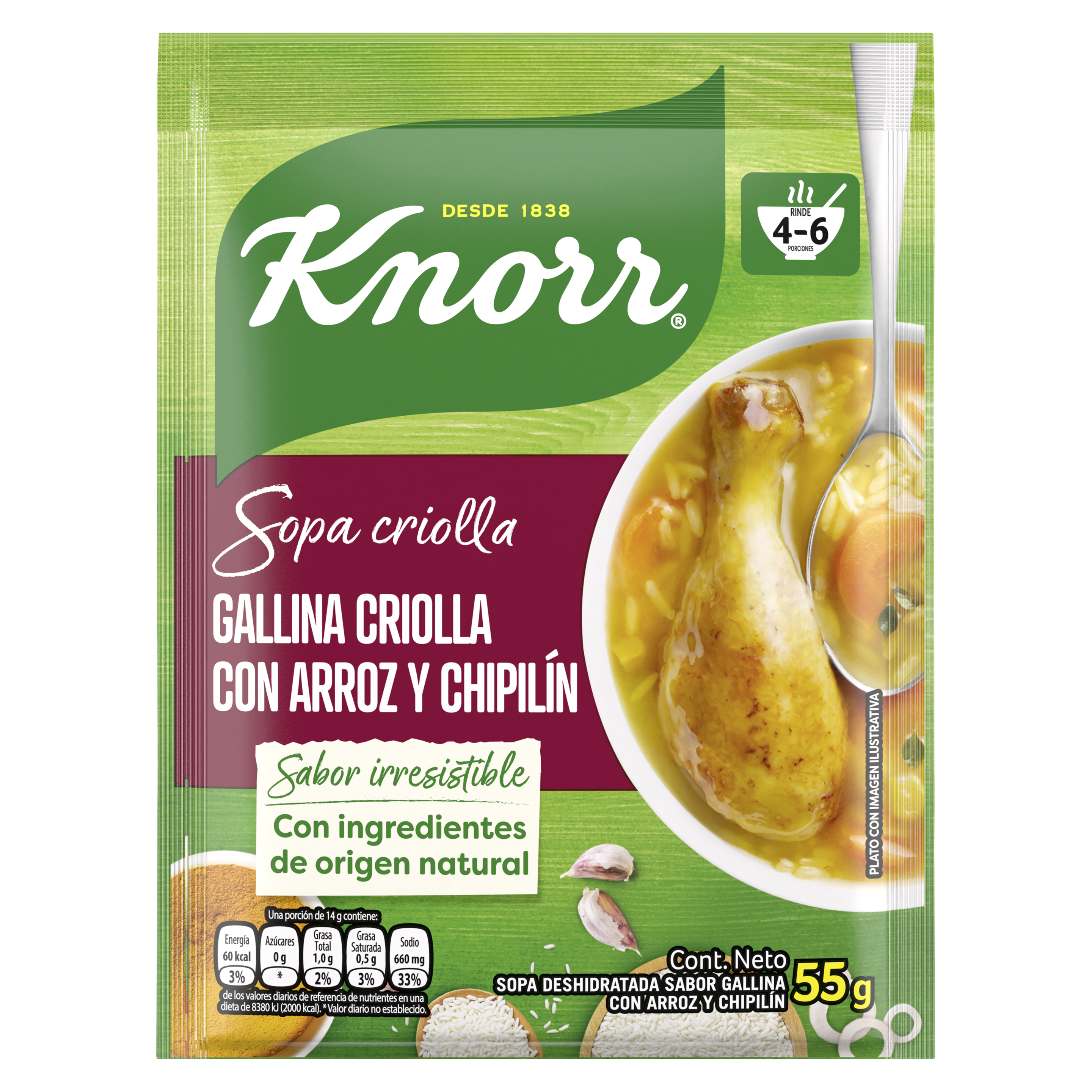 Sopa Gallina Criolla con Arroz y Chipilín Knorr packshot