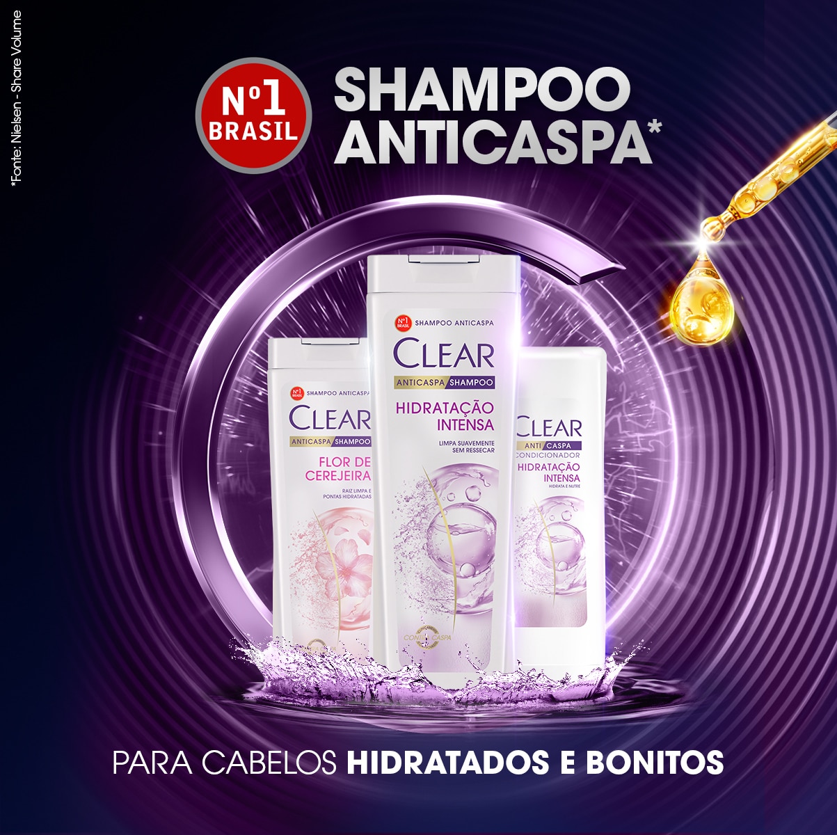 Shampoo Clear Hidratação Intensa Anticaspa