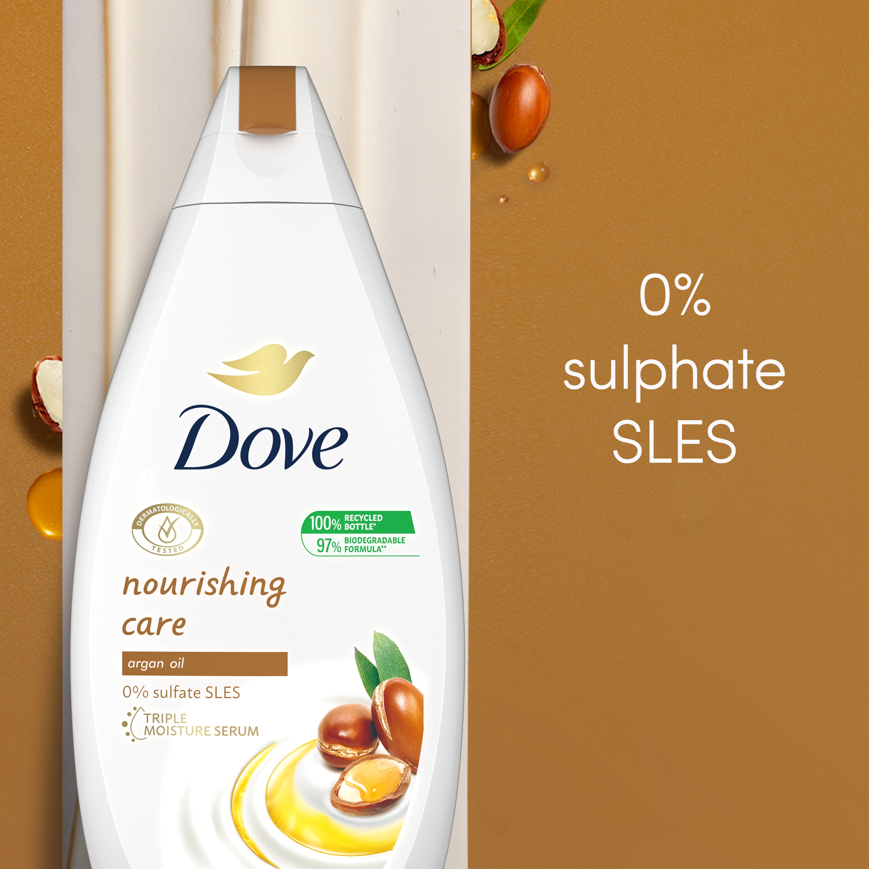 Dove  Argan Oil  Nourishing Care Body Wash  500ml packshot