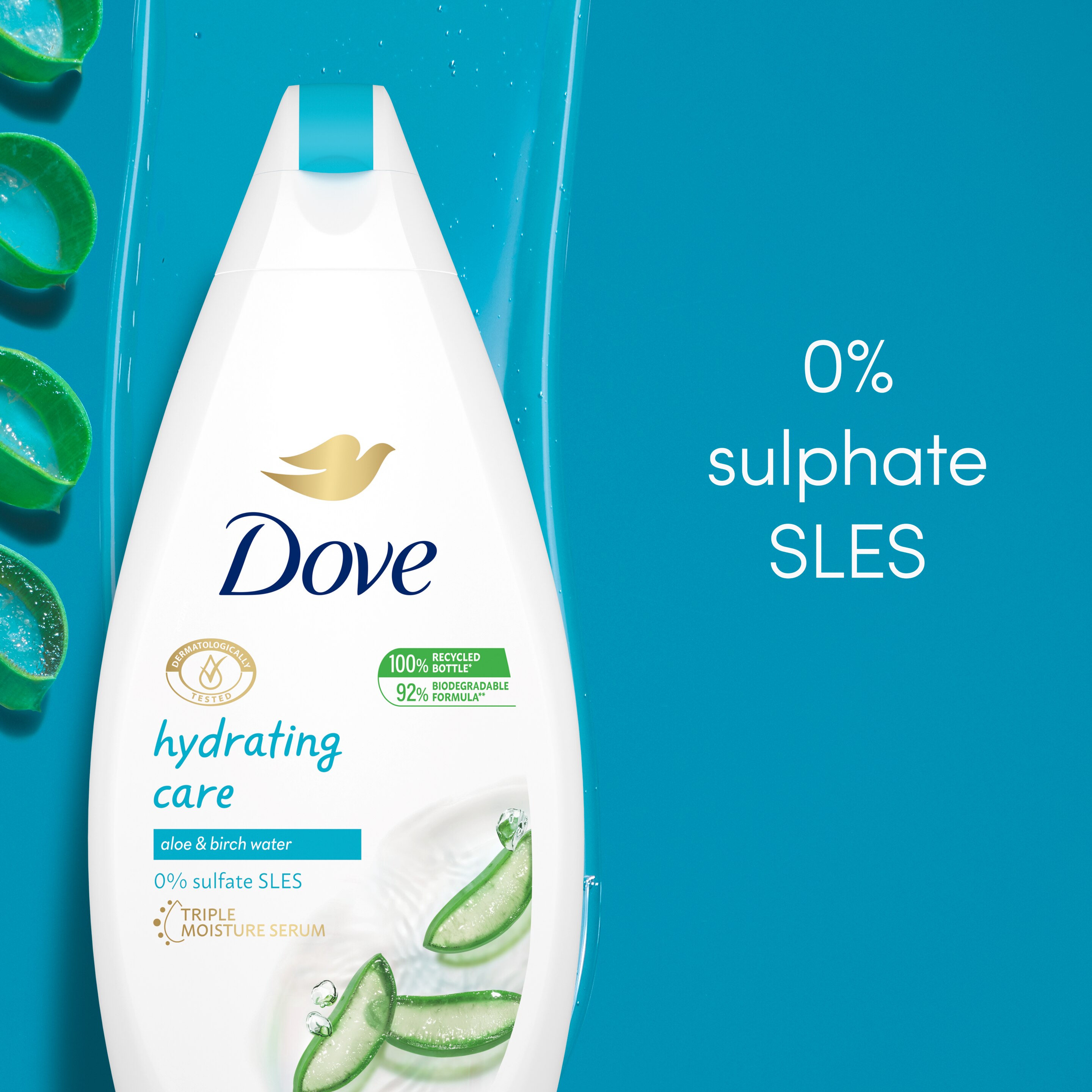 Dove  Aloe Vera and Birch Water  Hydrating Care Body Wash  500ml packshot
