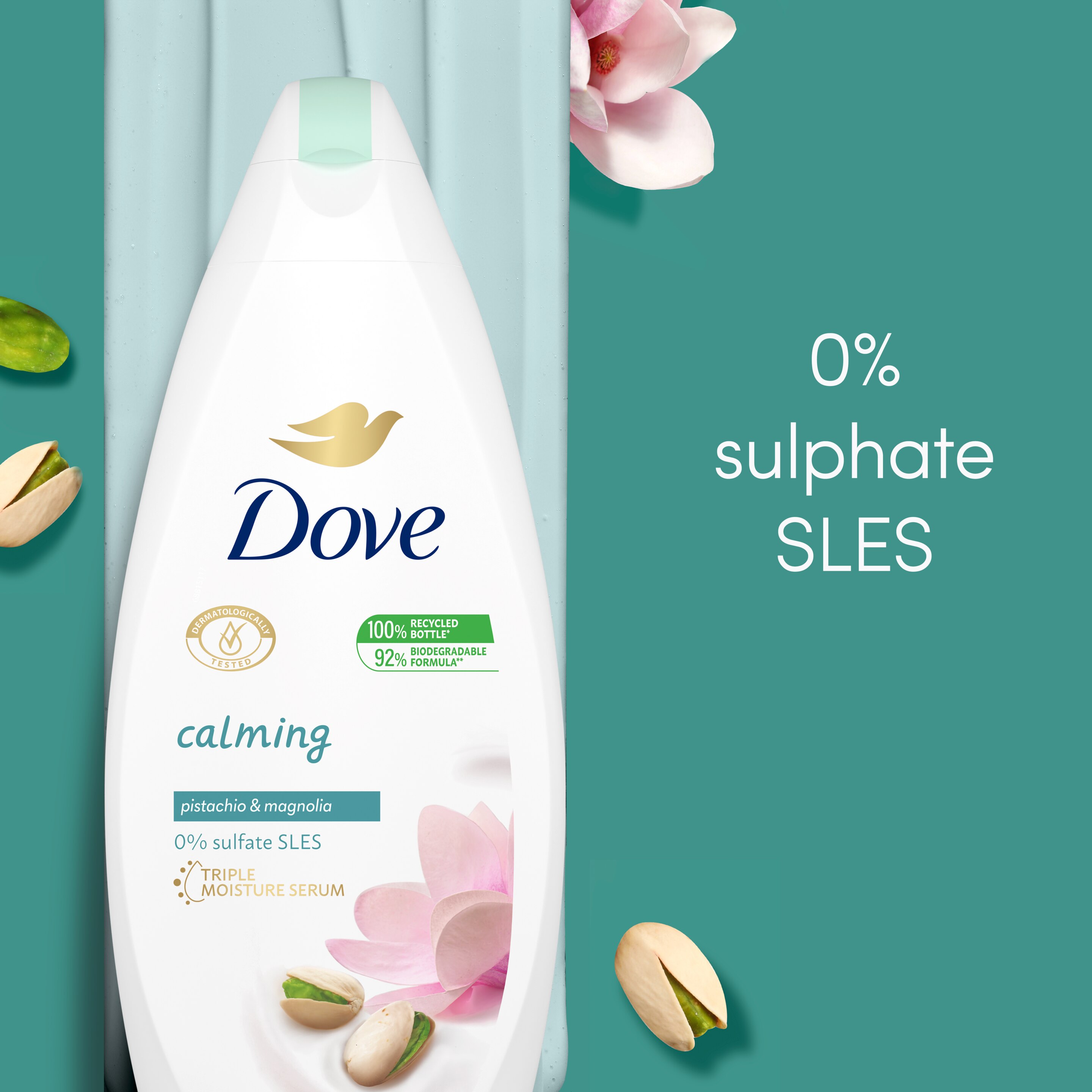 DOVE  Pistachio and Magnolia  Calming Body Wash  250ml packshot