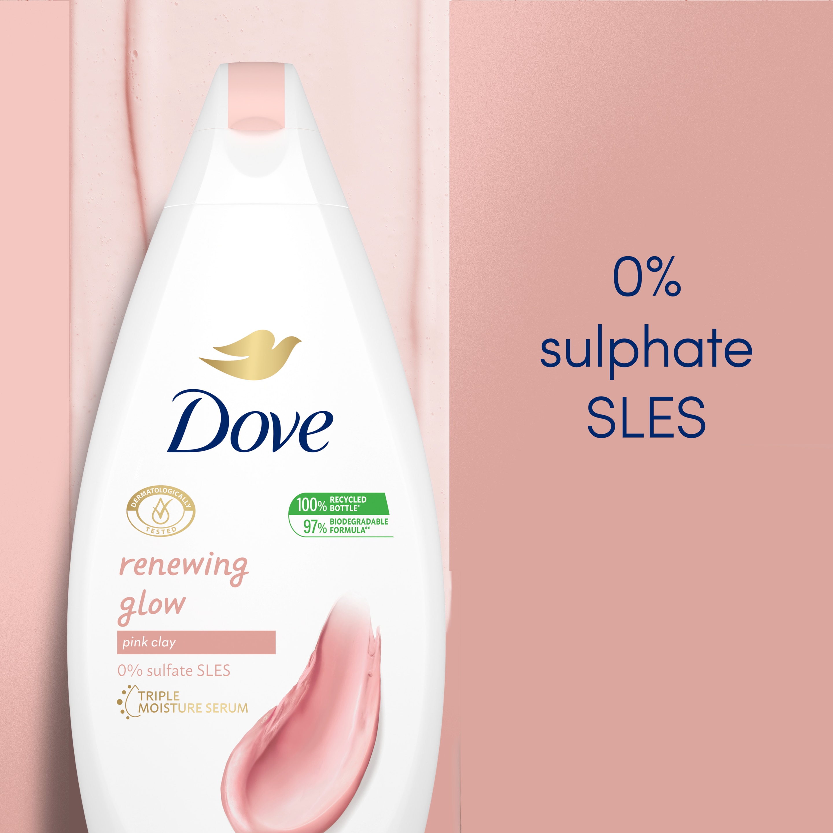 DOVE  Pink Clay  Renewing Glow Body Wash  500ml packshot