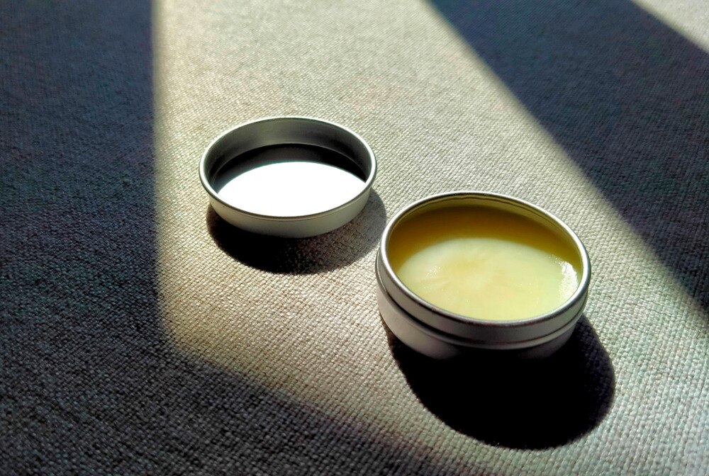 Closeup of a solid perfume.