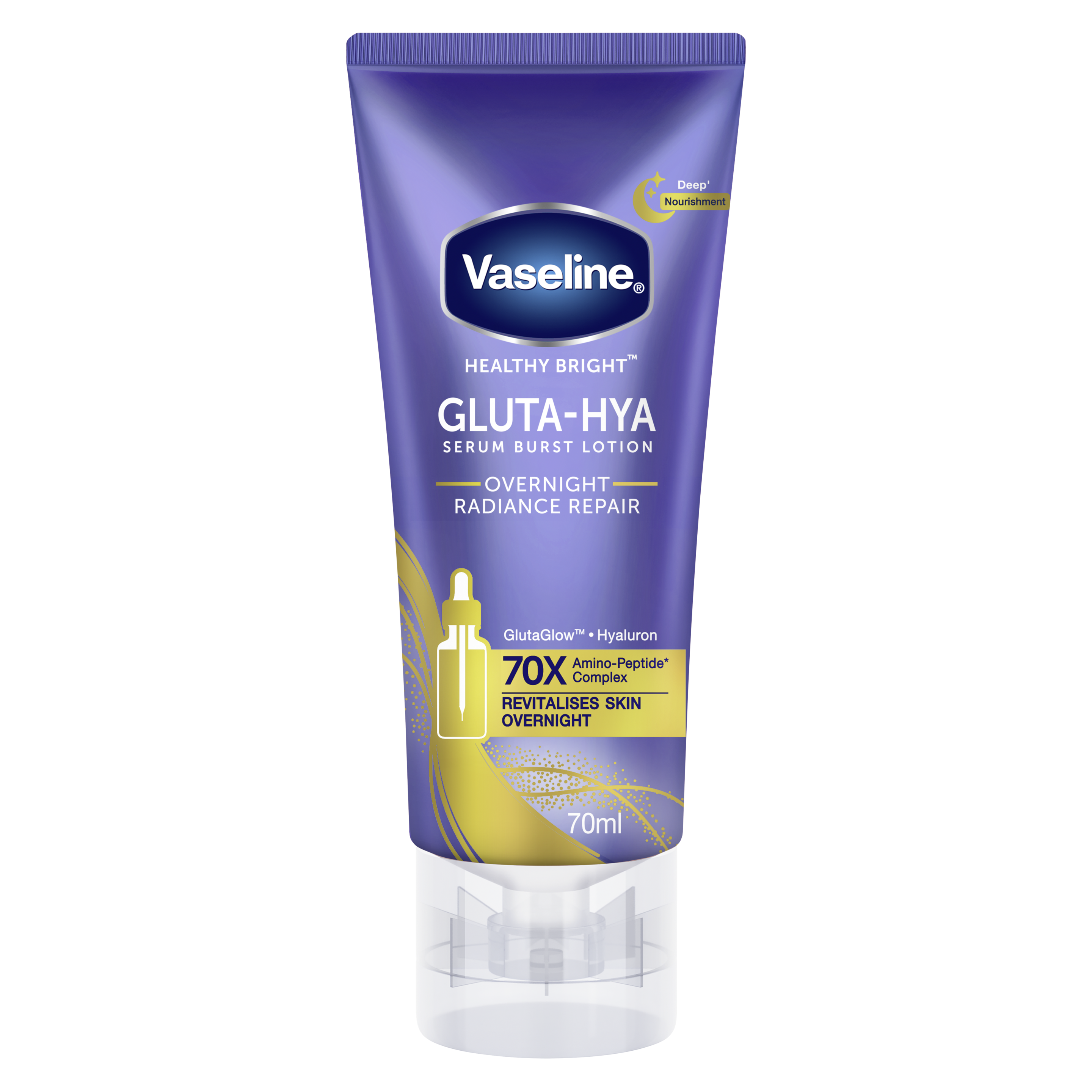 Vaseline® Gluta-Hya Serum Burst Lotion Overnight Radiance Repair 70ml FOP Pack