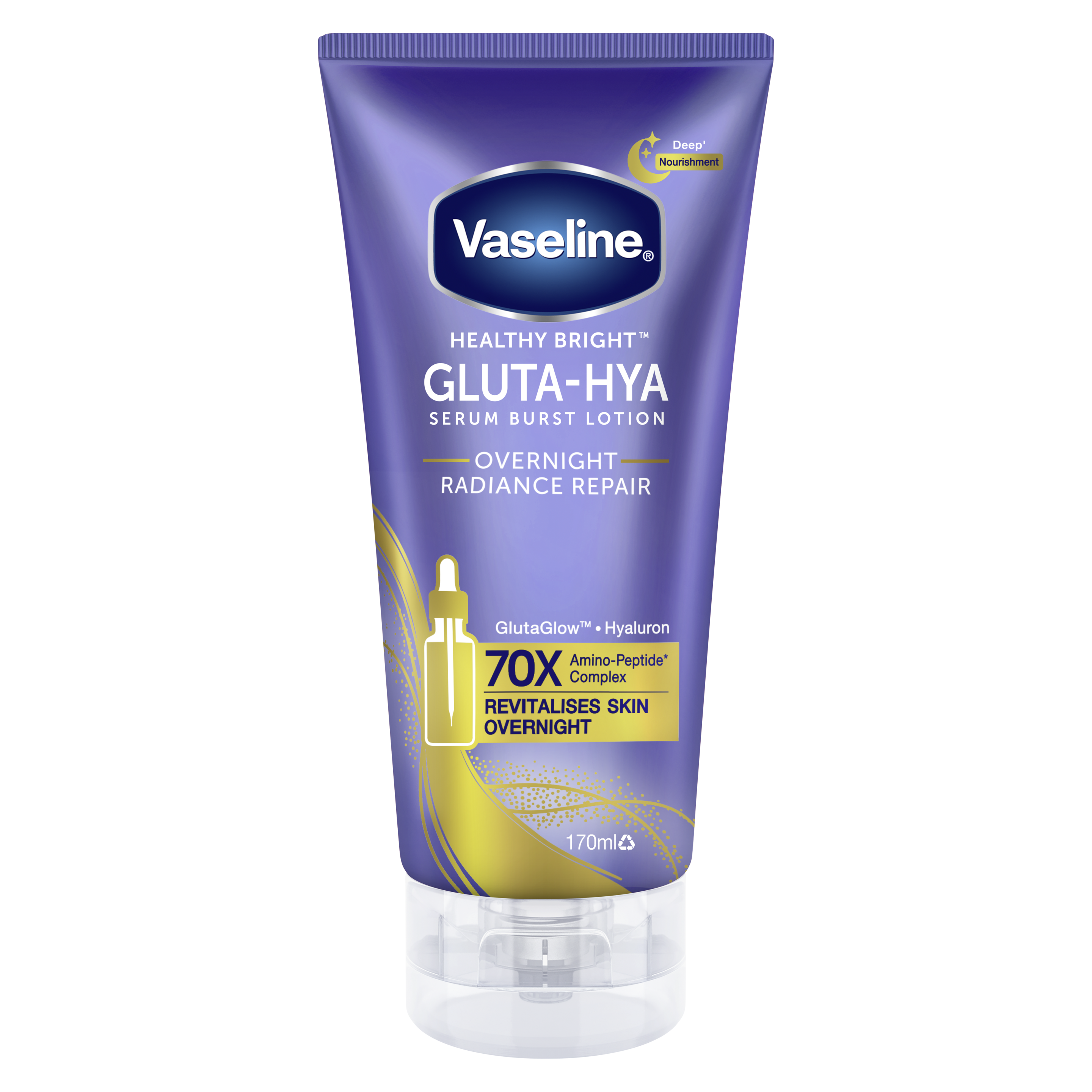 Vaseline® Gluta-Hya Serum Burst Lotion Overnight Radiance Repair 170ml FOP Pack