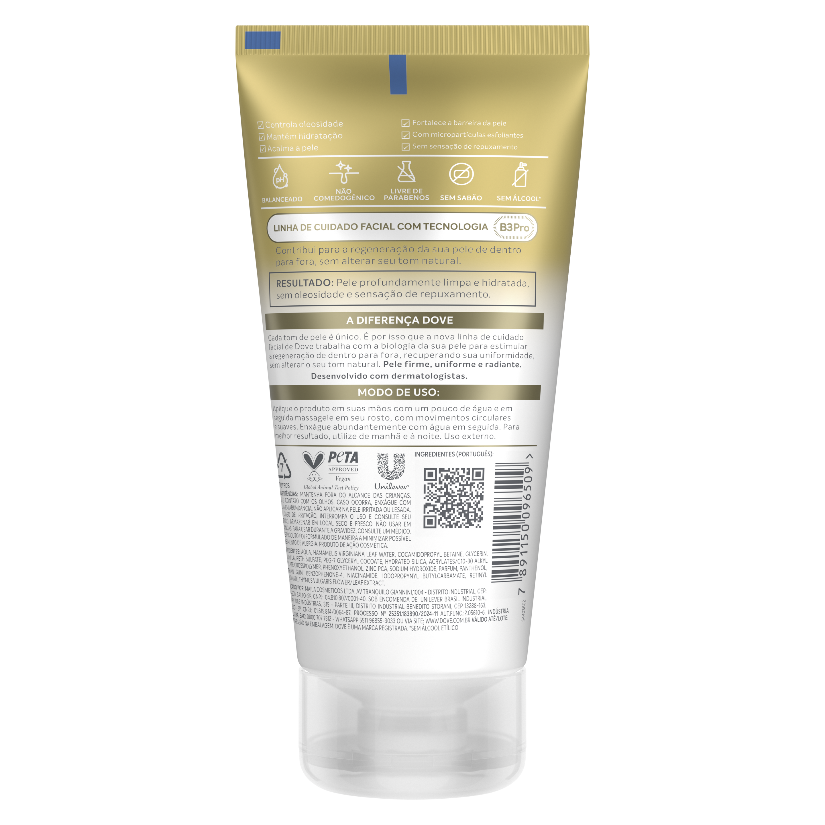 Dove Regenerative Gel de Limpeza Facial - Purifica & Equilibra - Para Pele Sensível e Oleosa - 300ml
