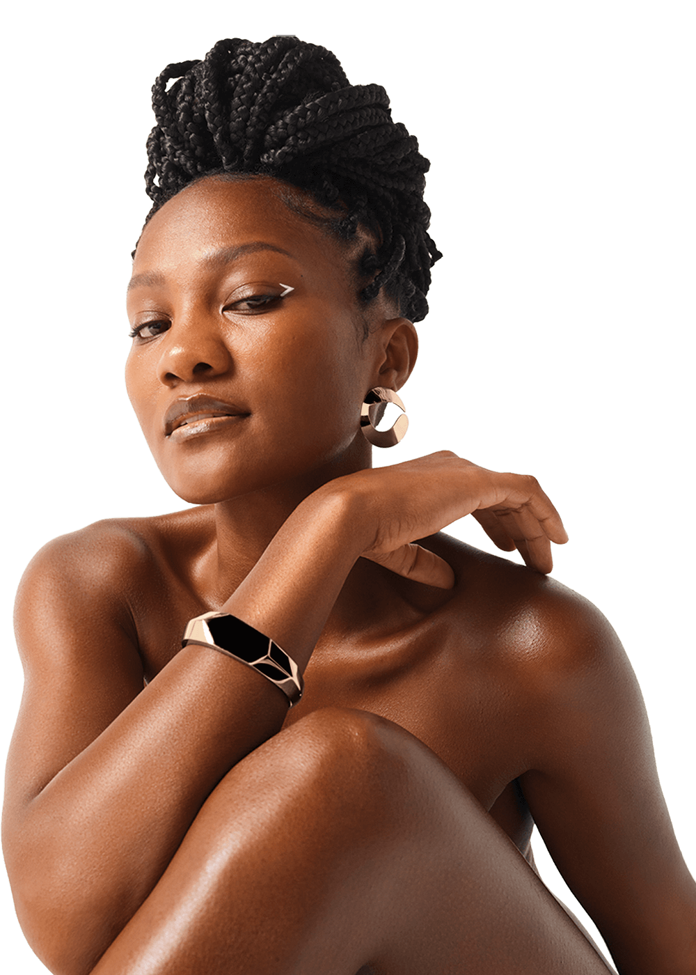 Two kids smiling with their arms around eachothers' shoulders