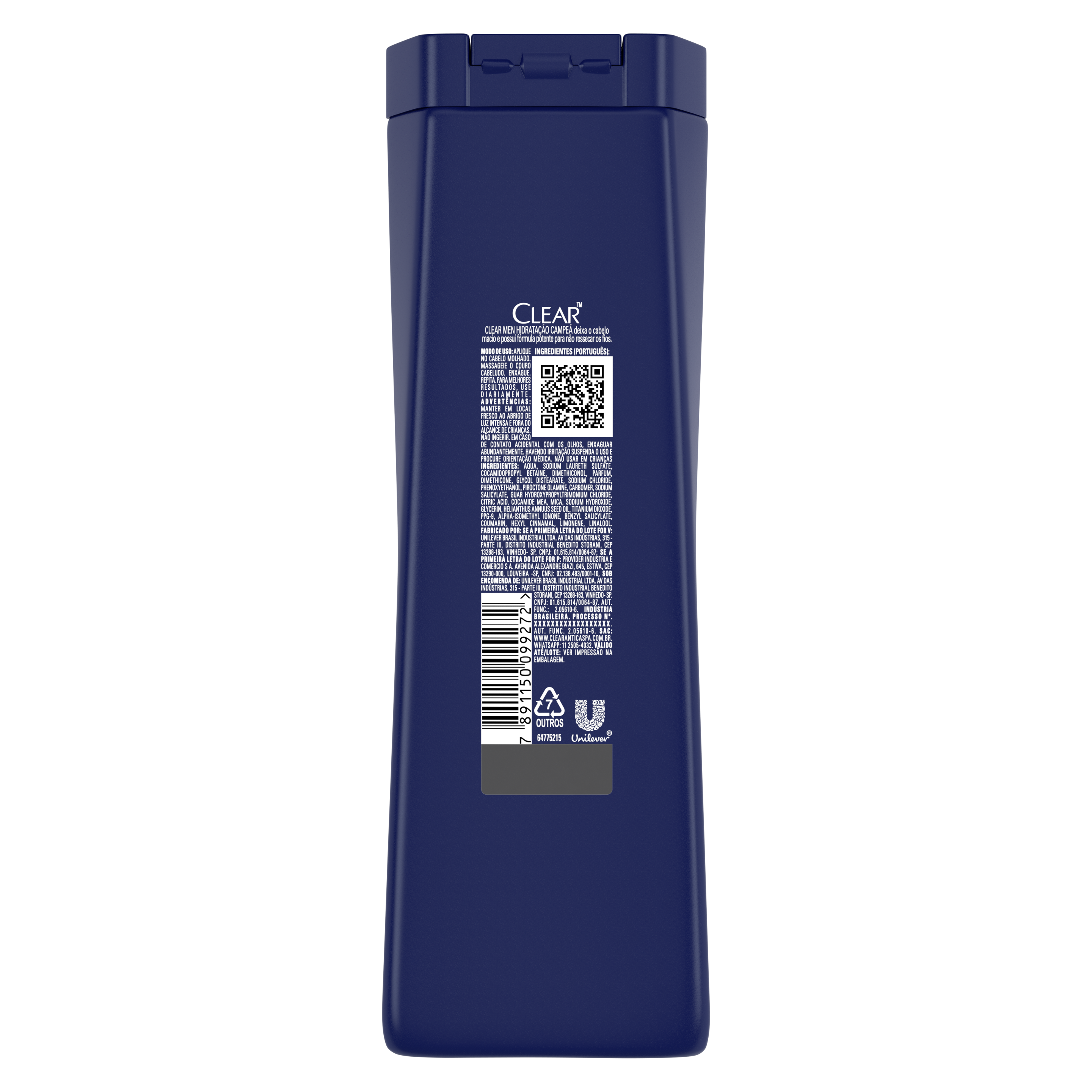 imagem de trás da embalagem Shampoo Anticaspa Hidratação Campeã 400ml