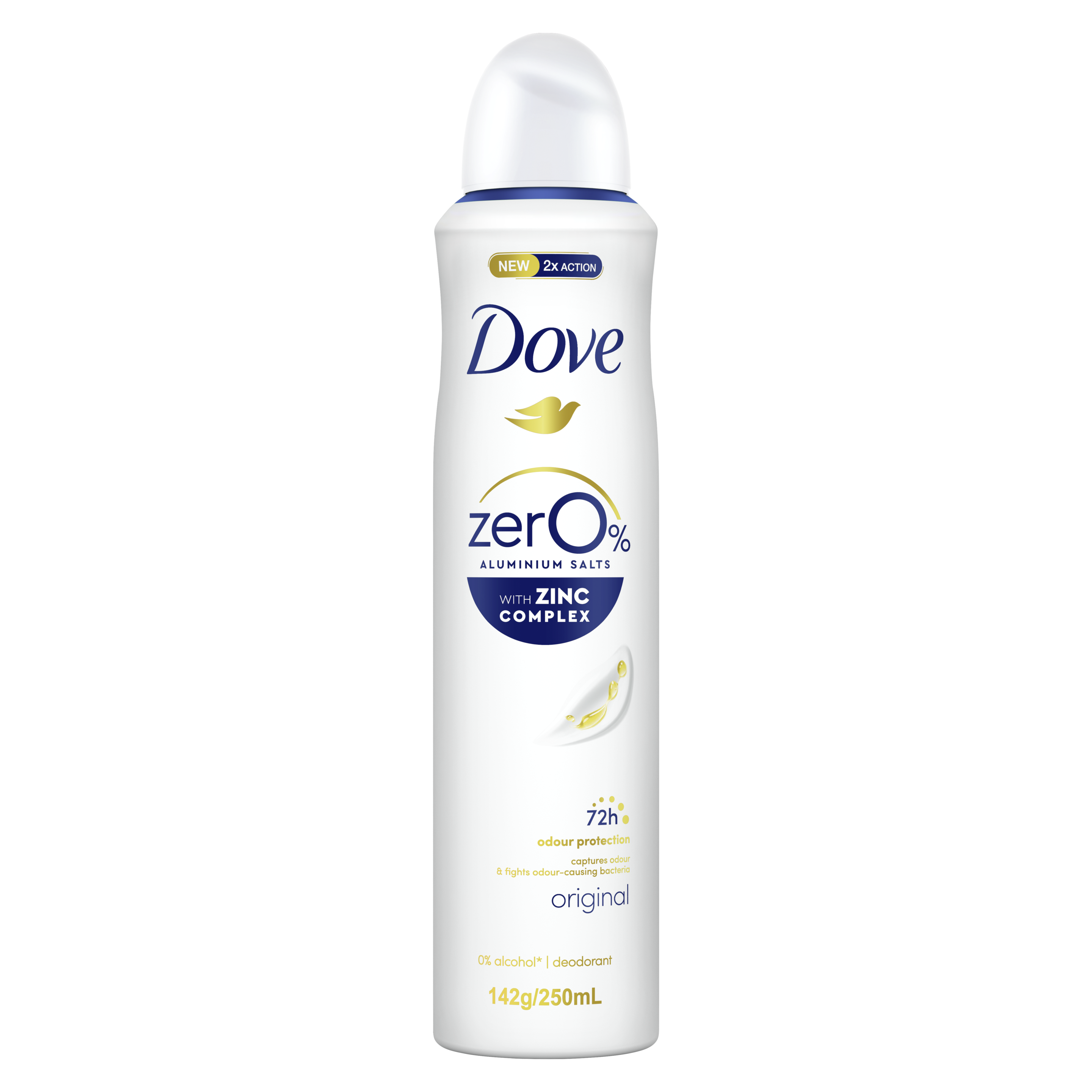 DOVE WOMEN DEODORANT AEROSOL ORIGINAL ZERO % ALUMINUM 250 ML