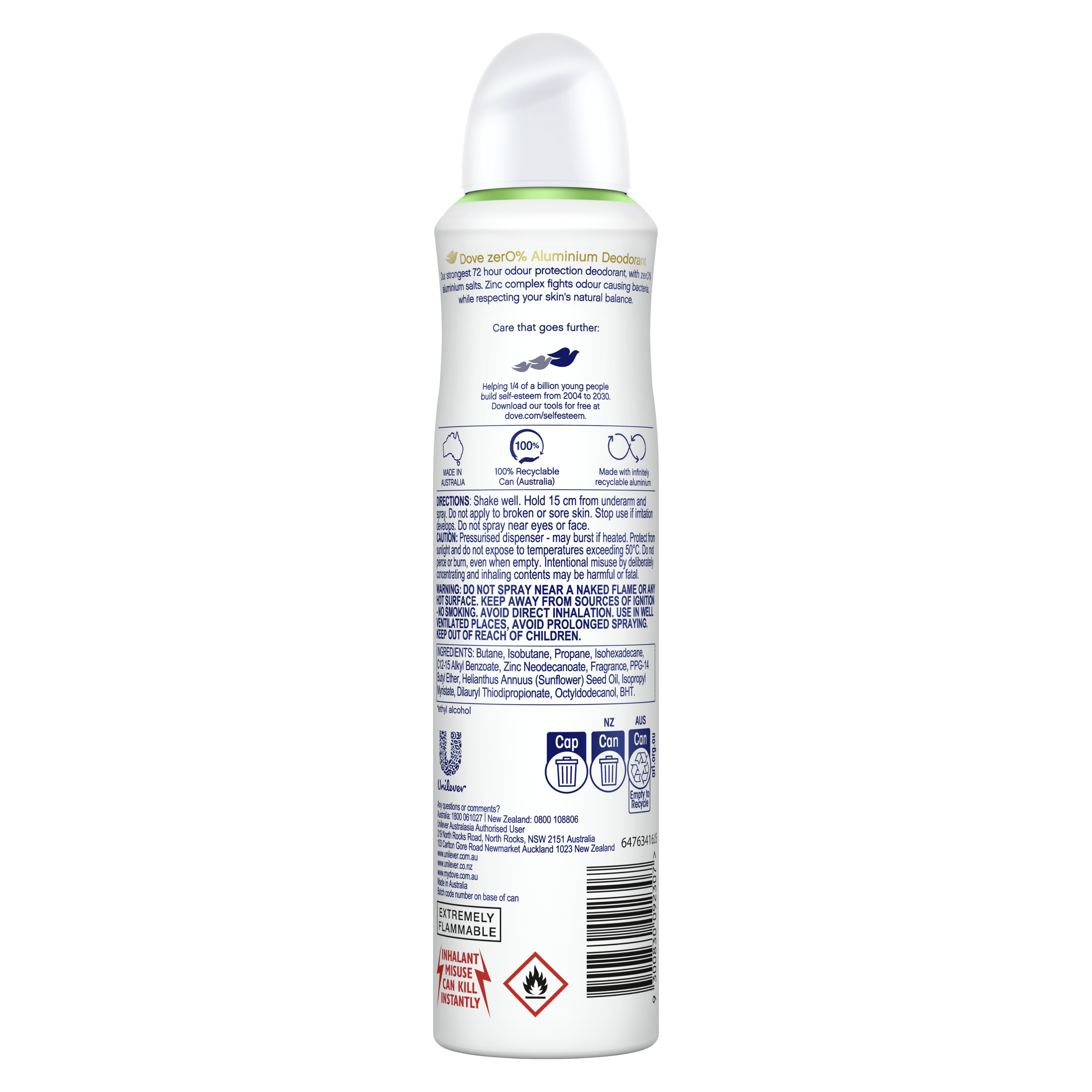 Women Deodorant Aerosol Cucumber Zero % Aluminium