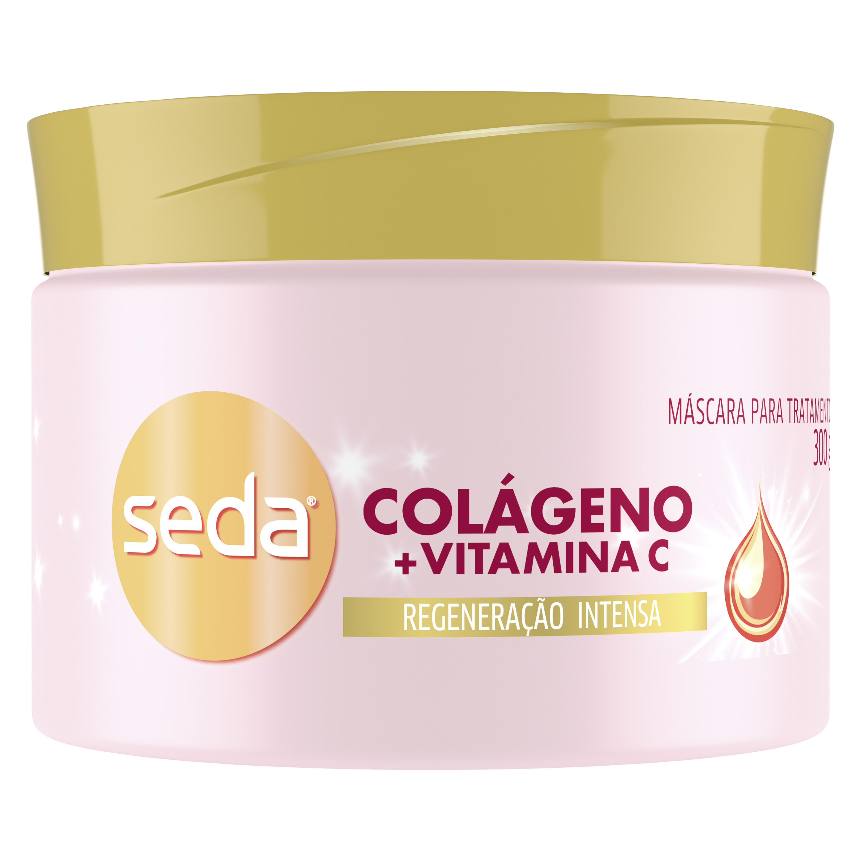 Uma imagem frontal da embalagem de Máscara de Tratamento Seda By Niina Secrets Colágeno e Vitamina C 300g