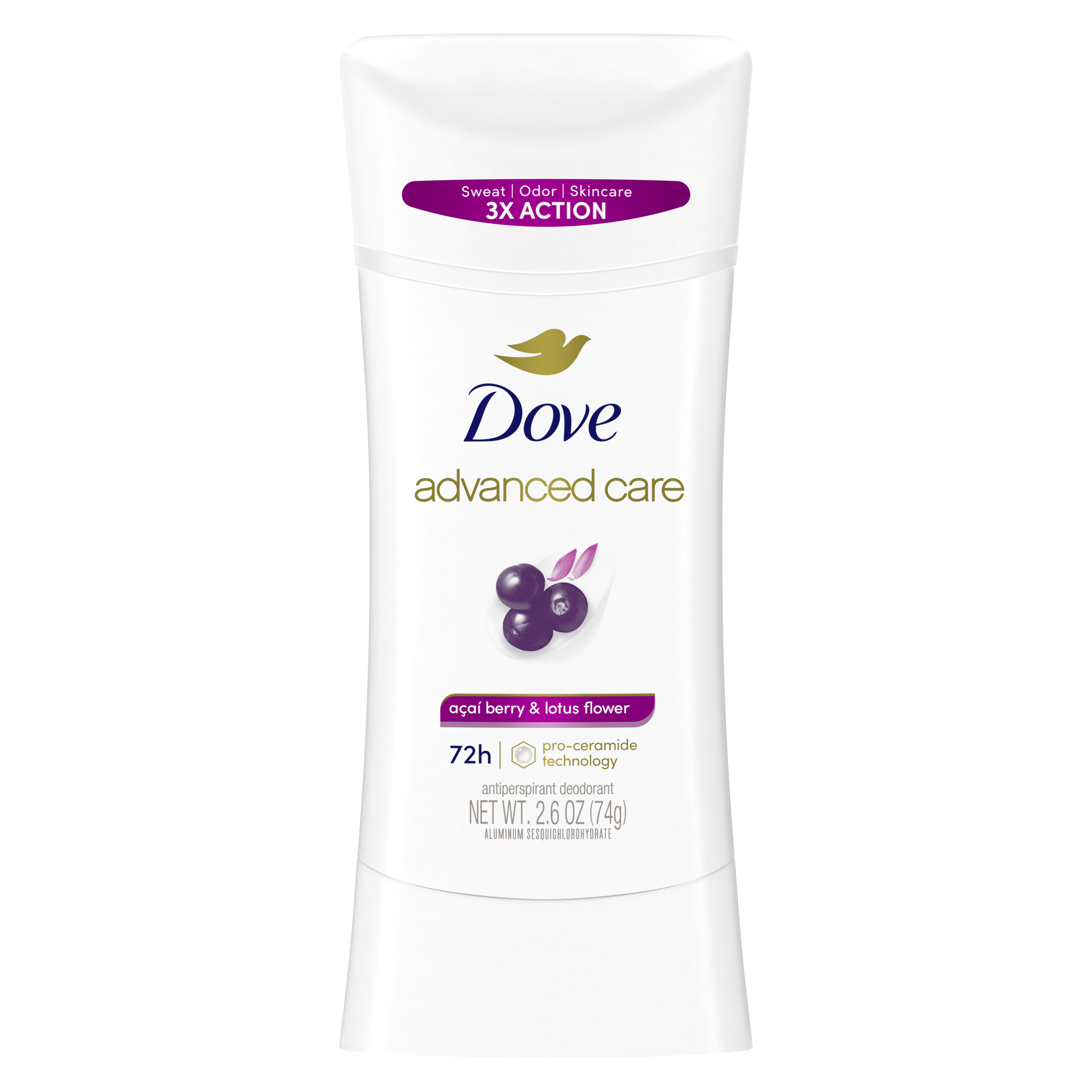Dove Advanced Care Antiperspirant Deodorant Stick Go Fresh Acai Berry & Lotus Flower 2.6oz