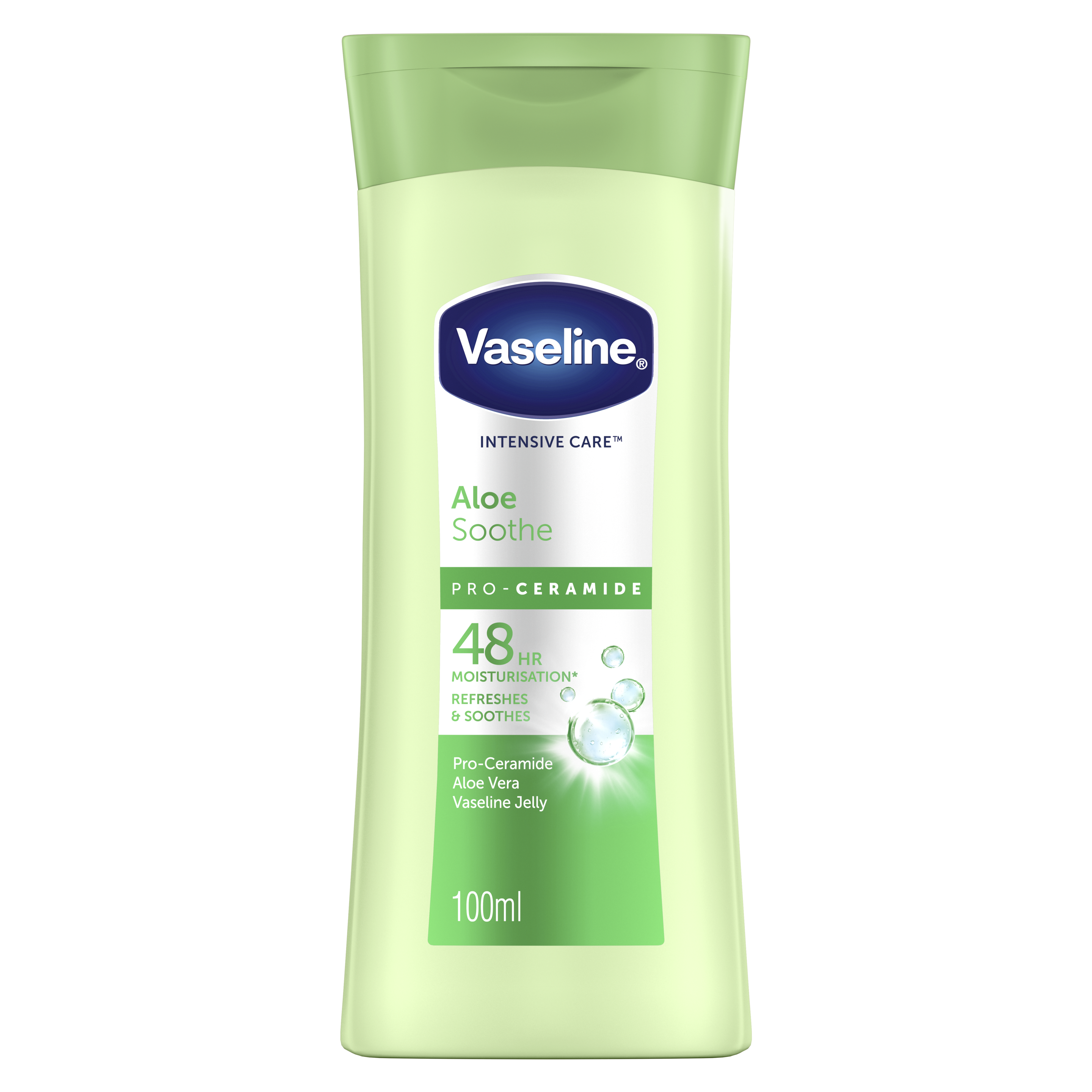 Vaseline Intensive Care Aloe Soothe 100ml FOP Pack packshot