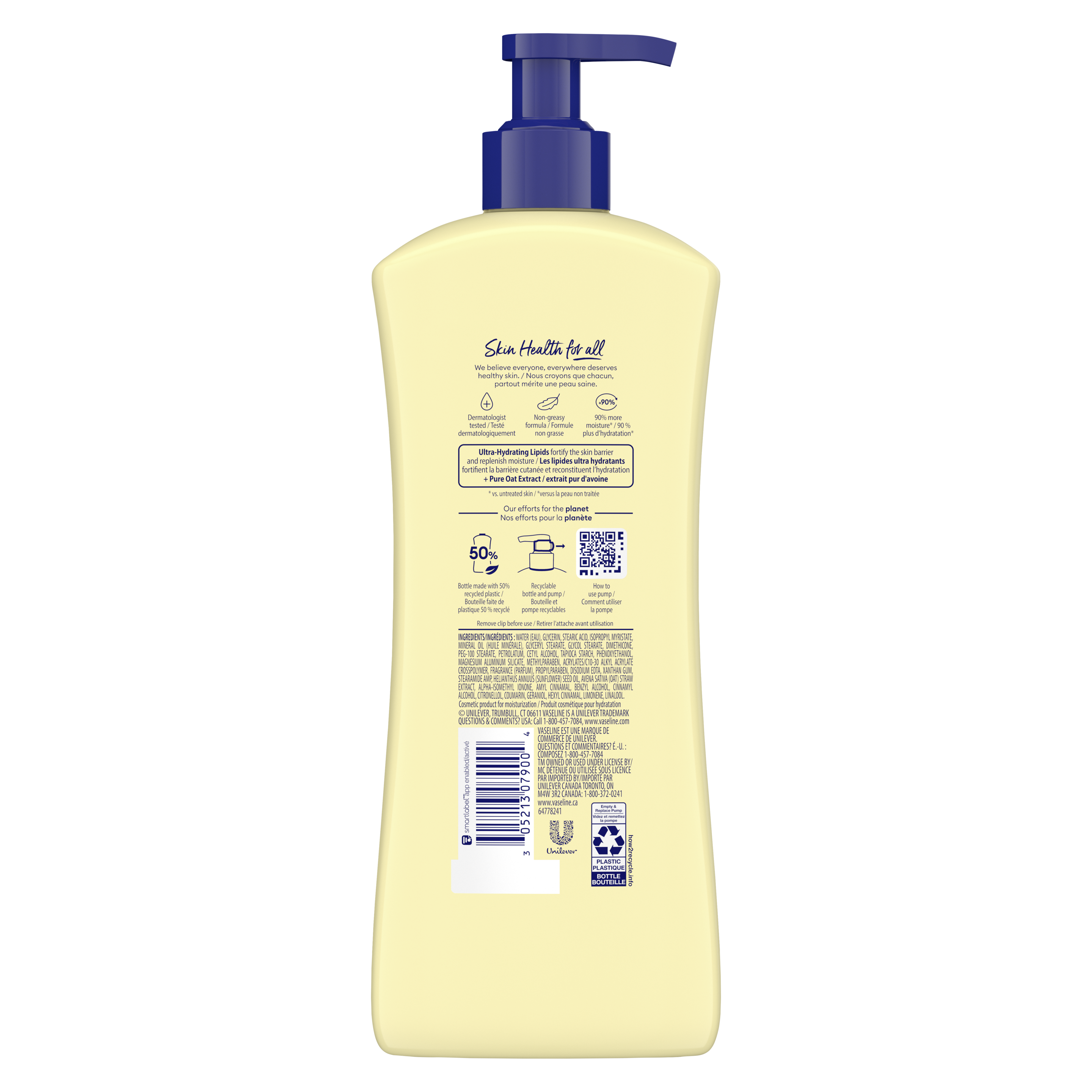 Vaseline® Intensive Care™ Nourishing Moisture Lotion back of pack