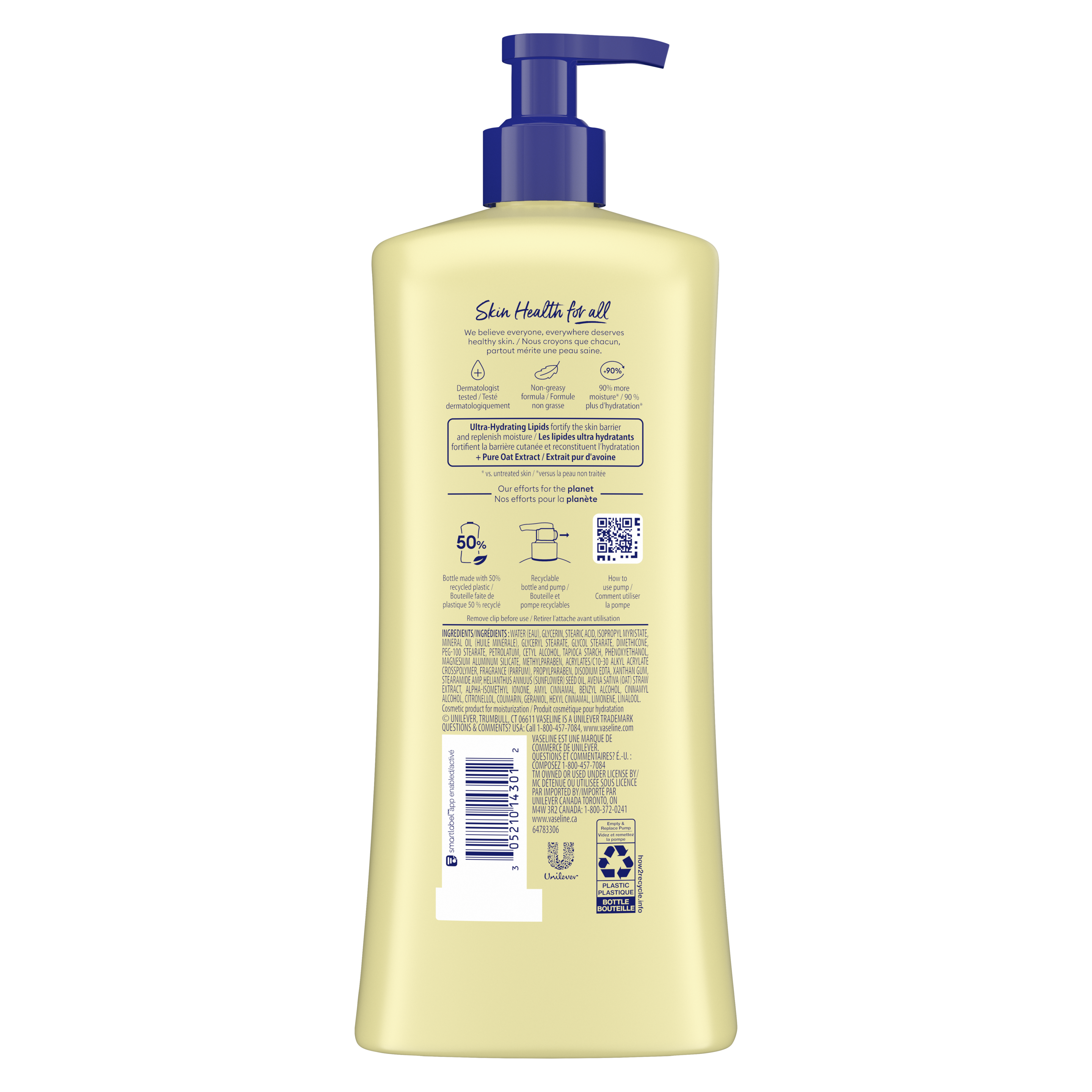 Vaseline® Intensive Care™ Nourishing Moisture Lotion back of pack