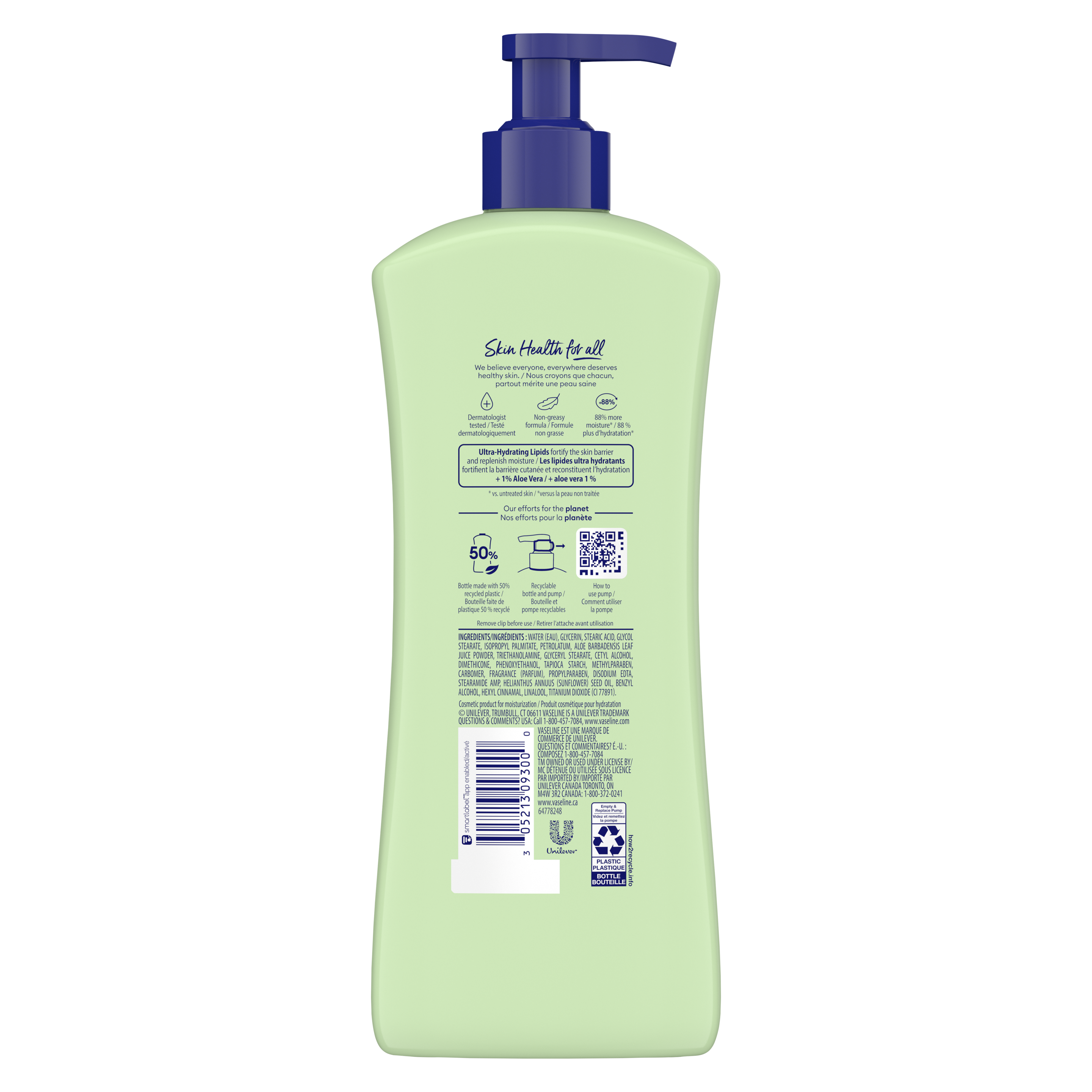 Vaseline® Intensive Care™ Soothing Hydration Lotion back of pack