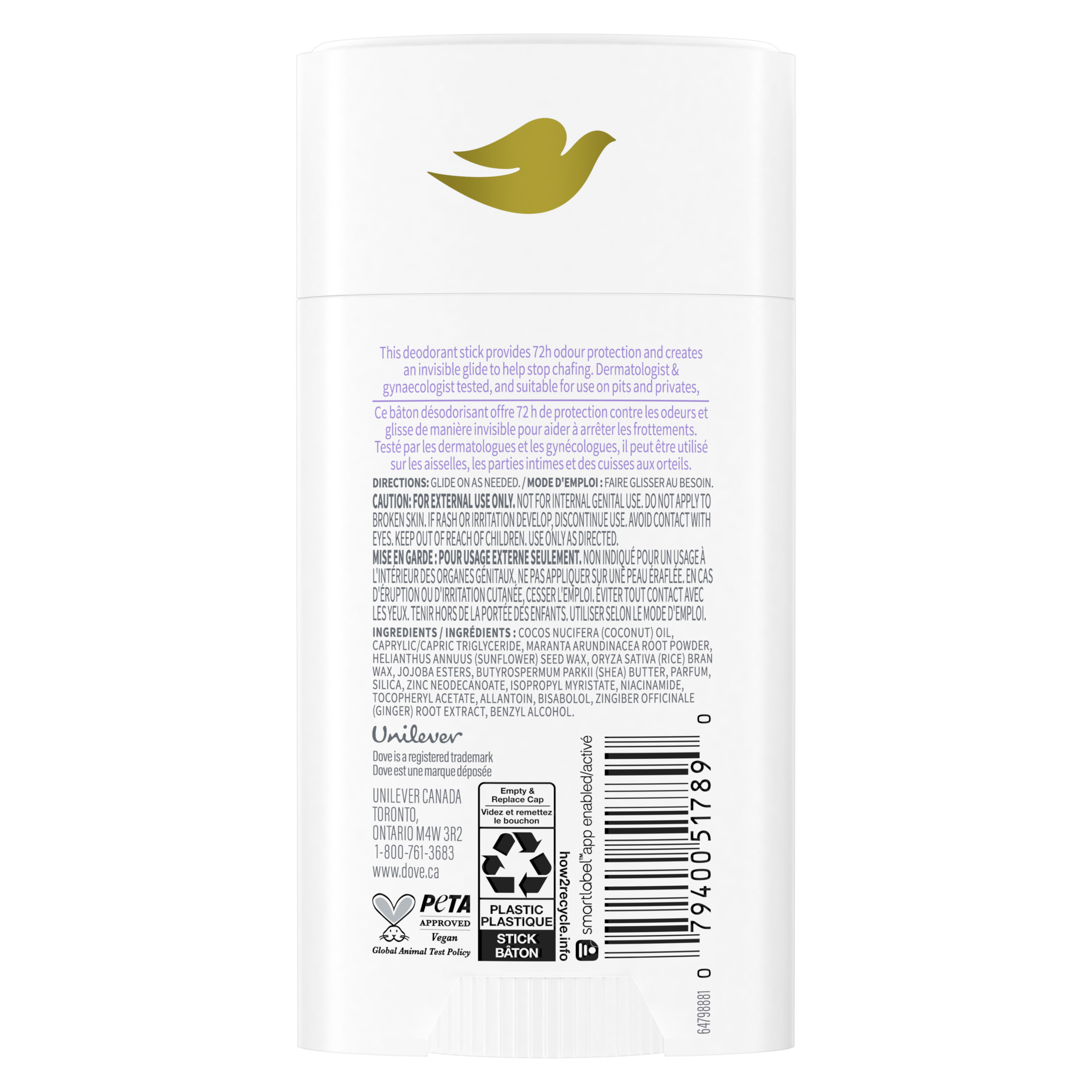 Bâton désodorisant pour tout le corps anti-friction parfum de noix de coco et vanille