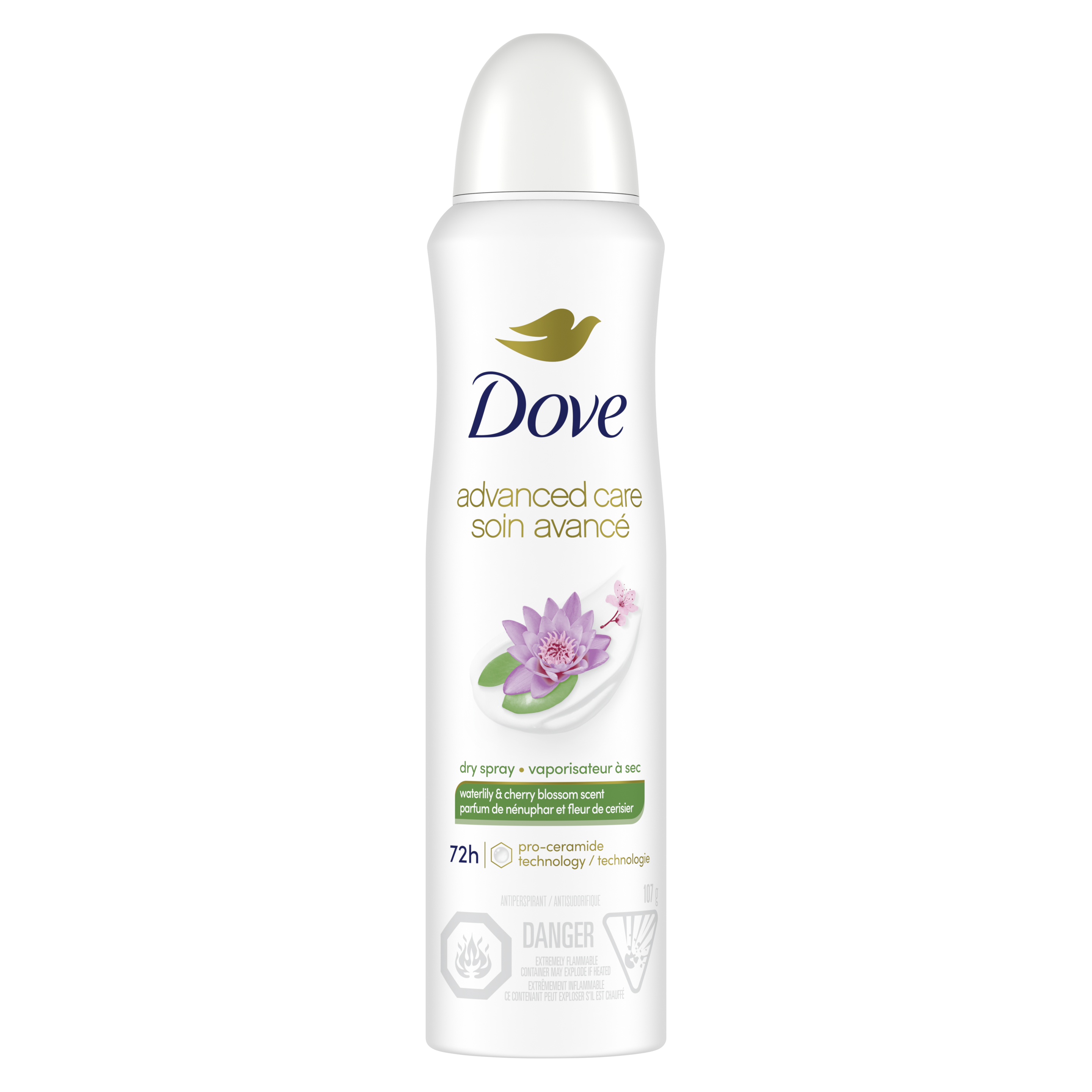 Antisudorifique en vaporisateur à sec soin avancé parfum de nénuphar et de fleur de cerisier 107 g