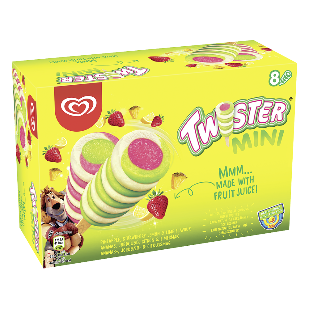 Twister Ananas-mansikka-lime 8 kpl