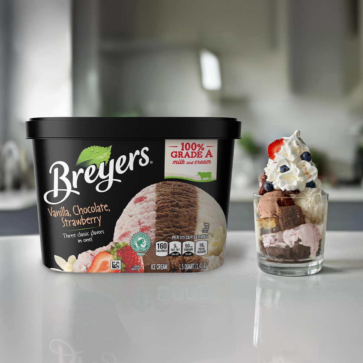 Breyers Vanilla Chocolate Strawberry Trifle