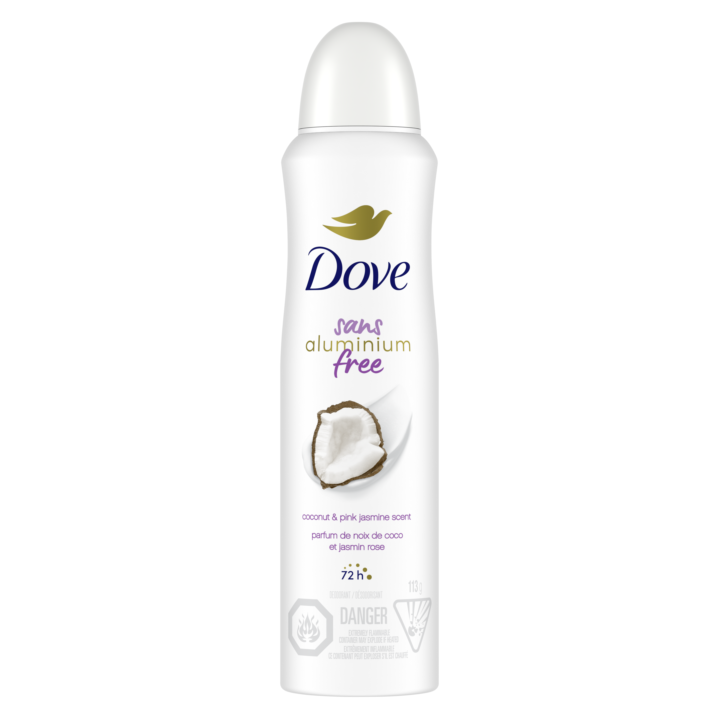 Désodorisant en vaporisateur à sec sans aluminium parfum de noix de coco et jasmin rose 113 g packshot