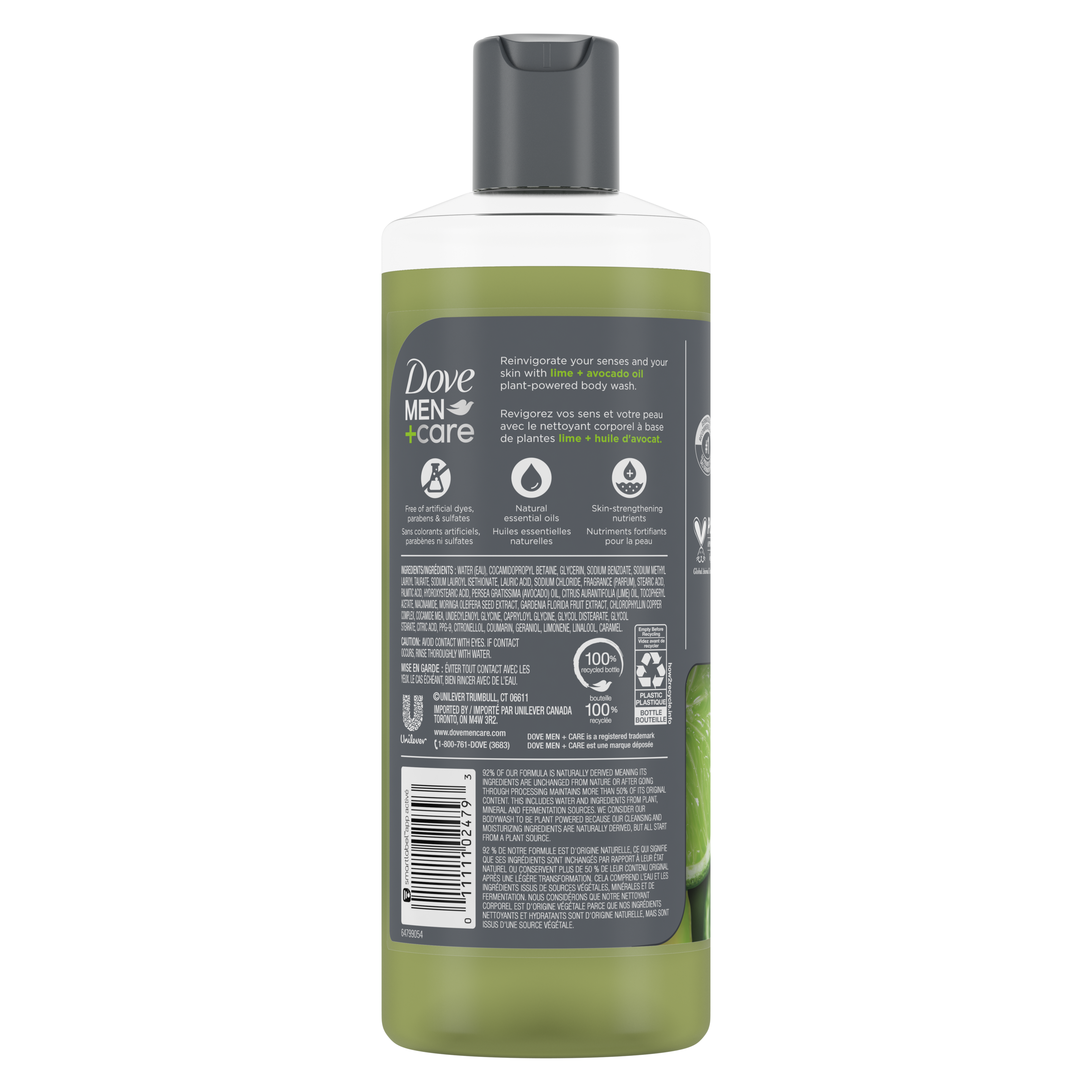 Men+Care  Invigorating Lime + Avocado Oil Body + Face Wash Back
