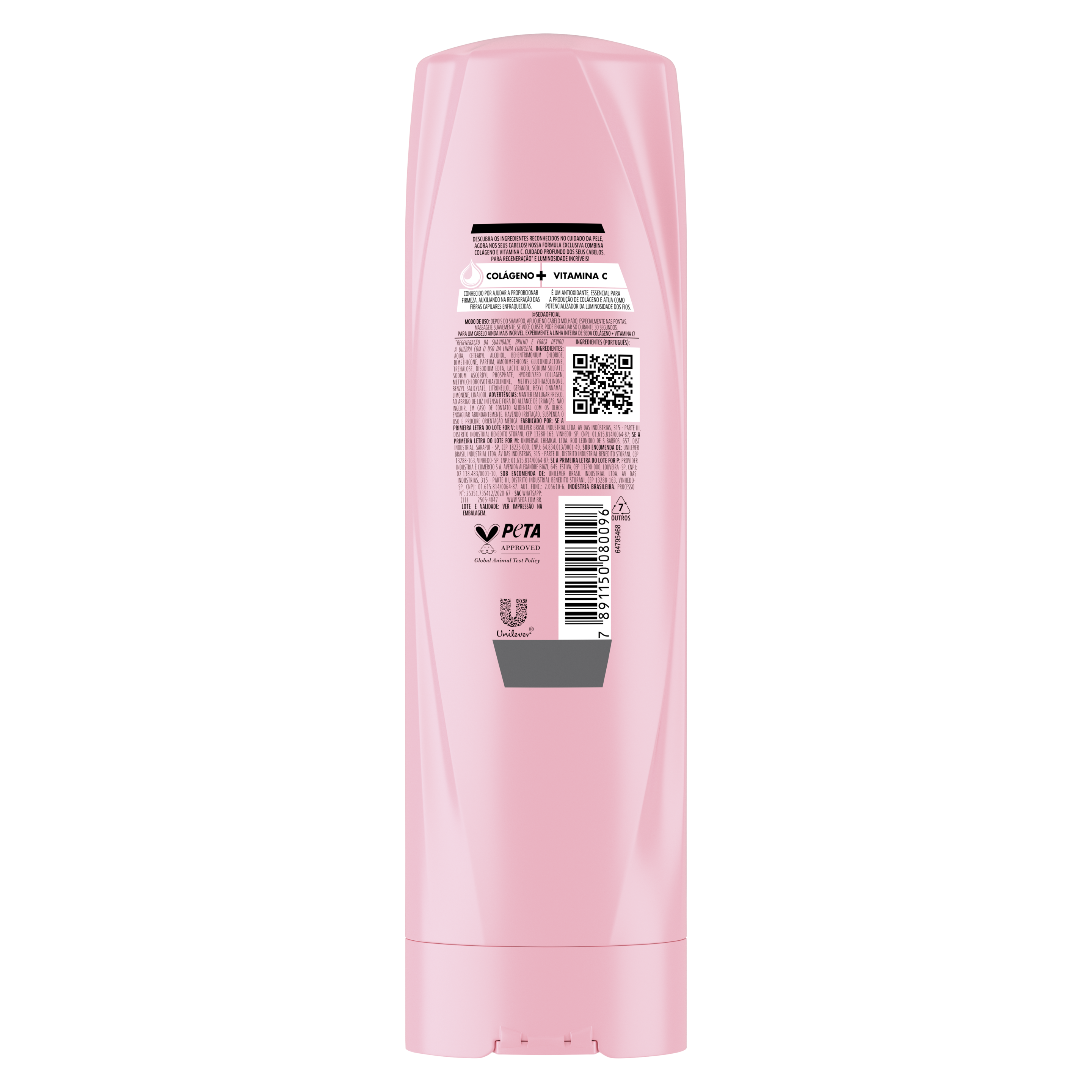 Uma imagem traseira da embalagem do Condicionador Seda Luminous UV 300ml