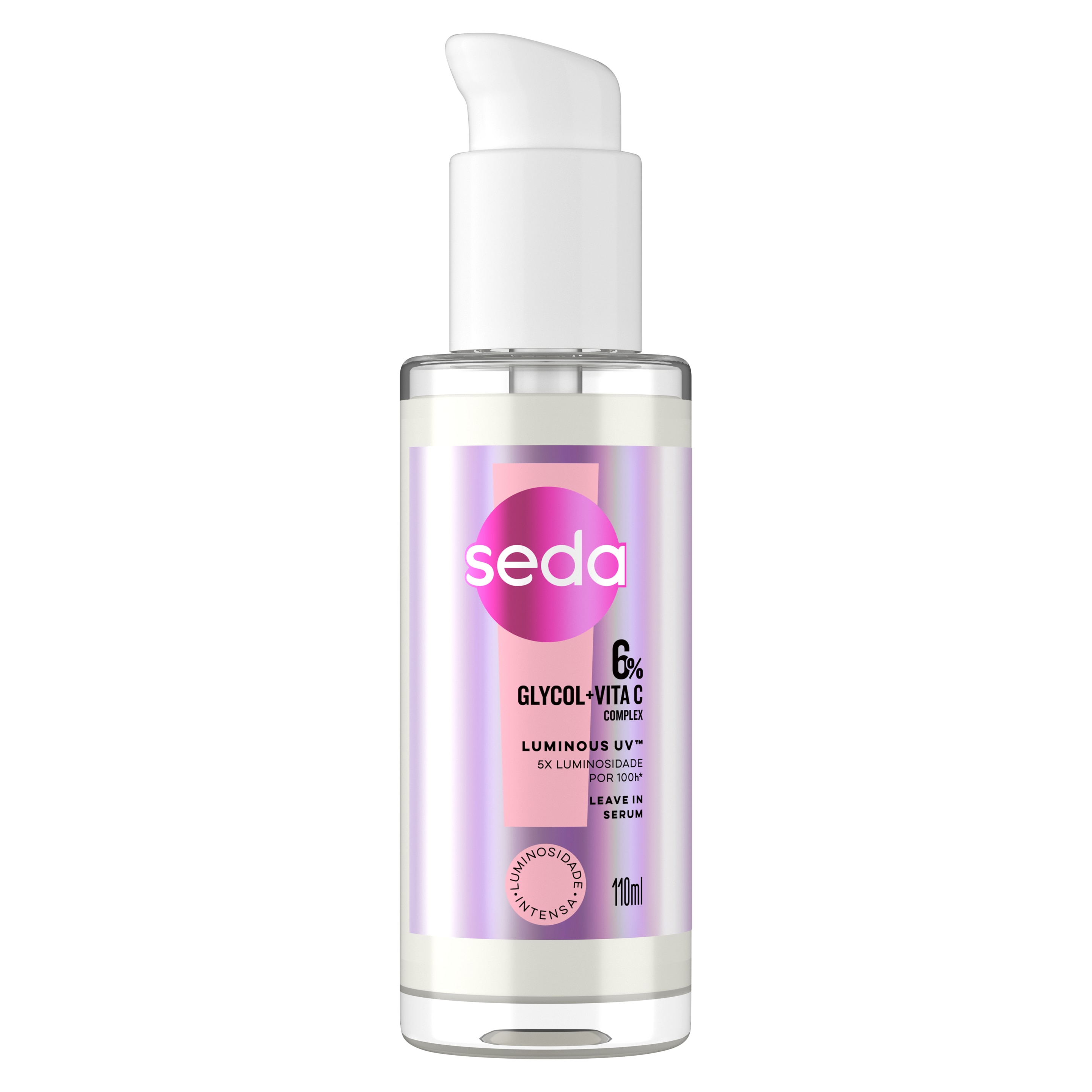 Uma imagem frontal da embalagem do Sérum Leave-In Seda Luminous UV 110ml