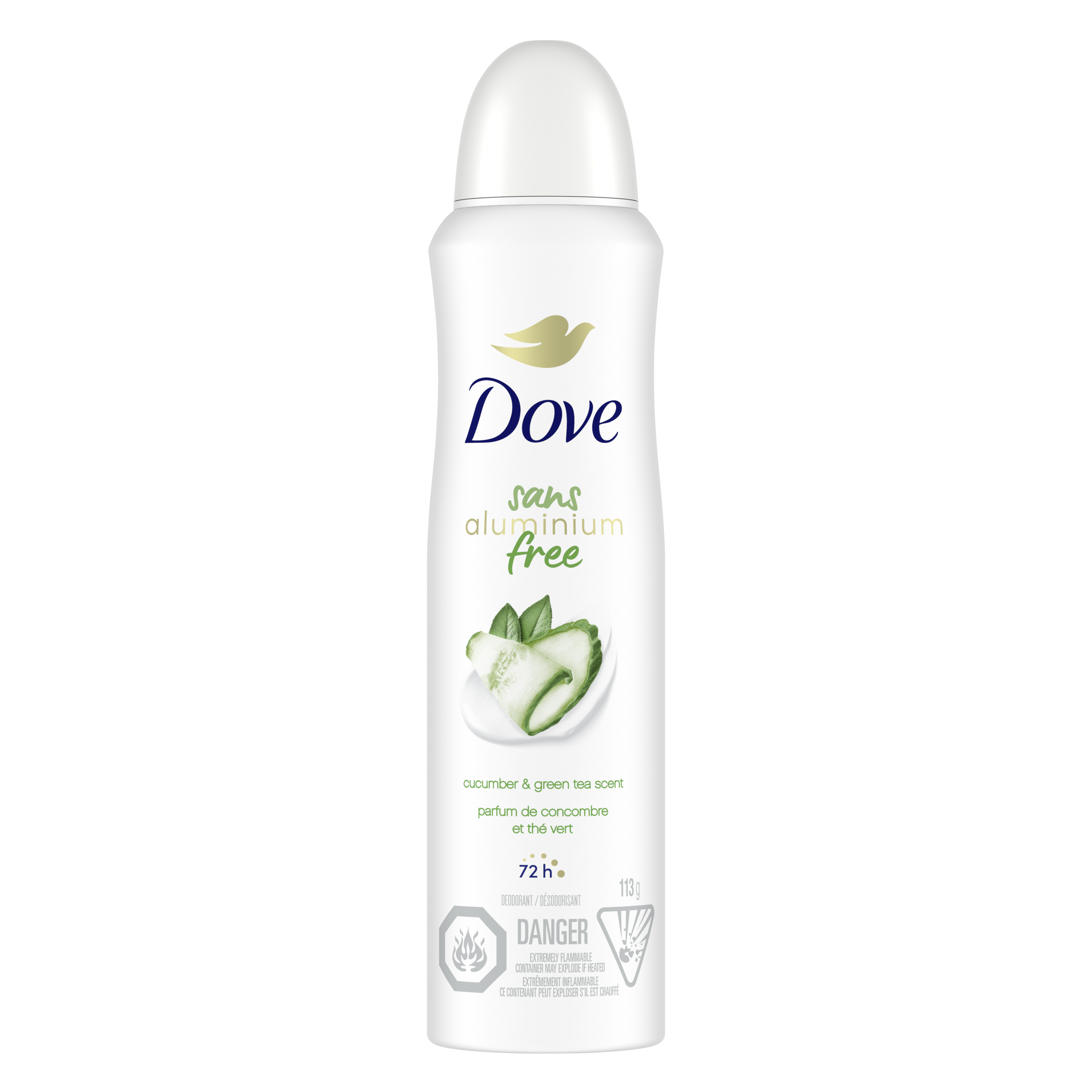 Dove 0% Aluminum Free Whole Body Deodorant Dry Spray Cucumber & Green Tea Scent 113g