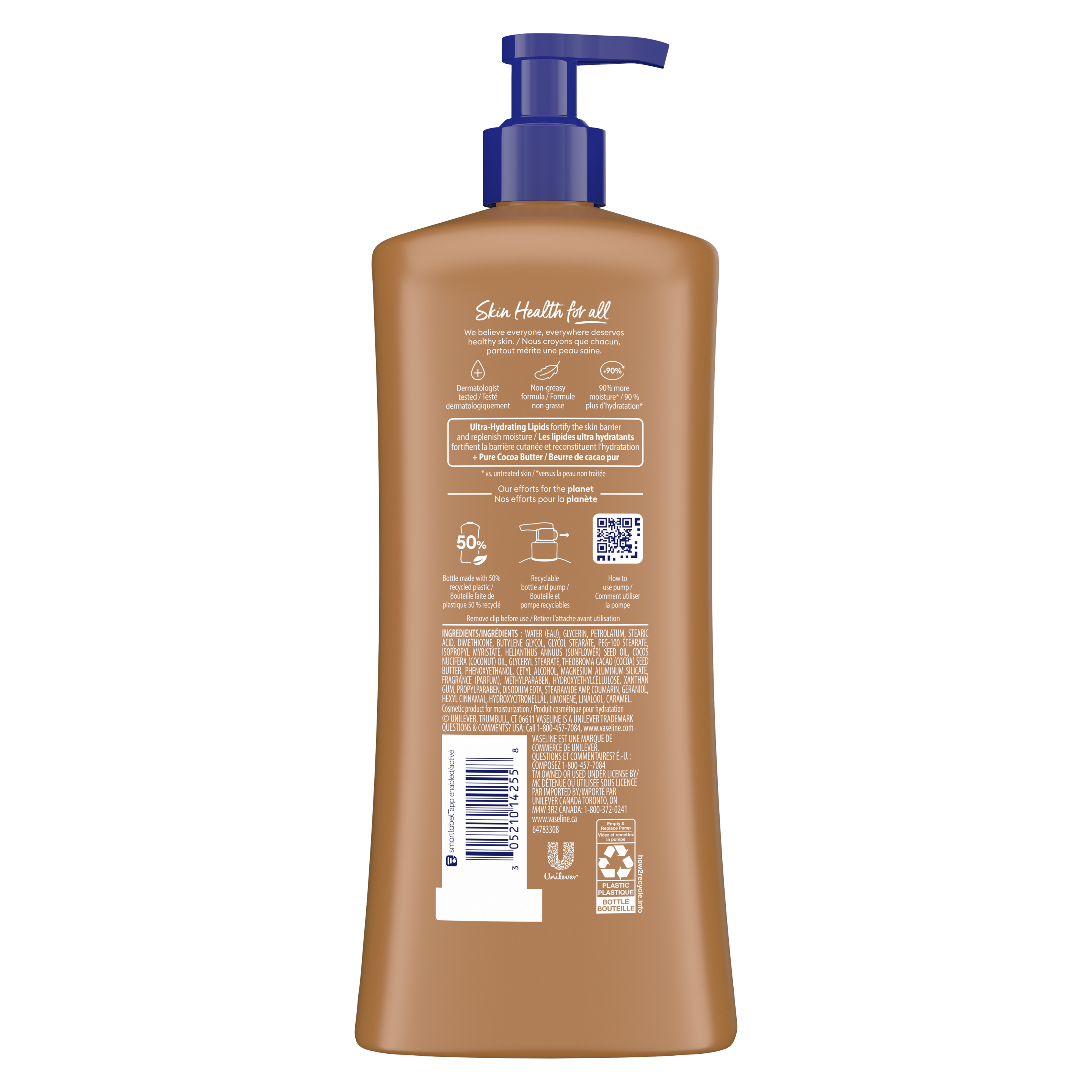 Vaseline® Intensive Care™ Cocoa Radiant Lotion back of pack
