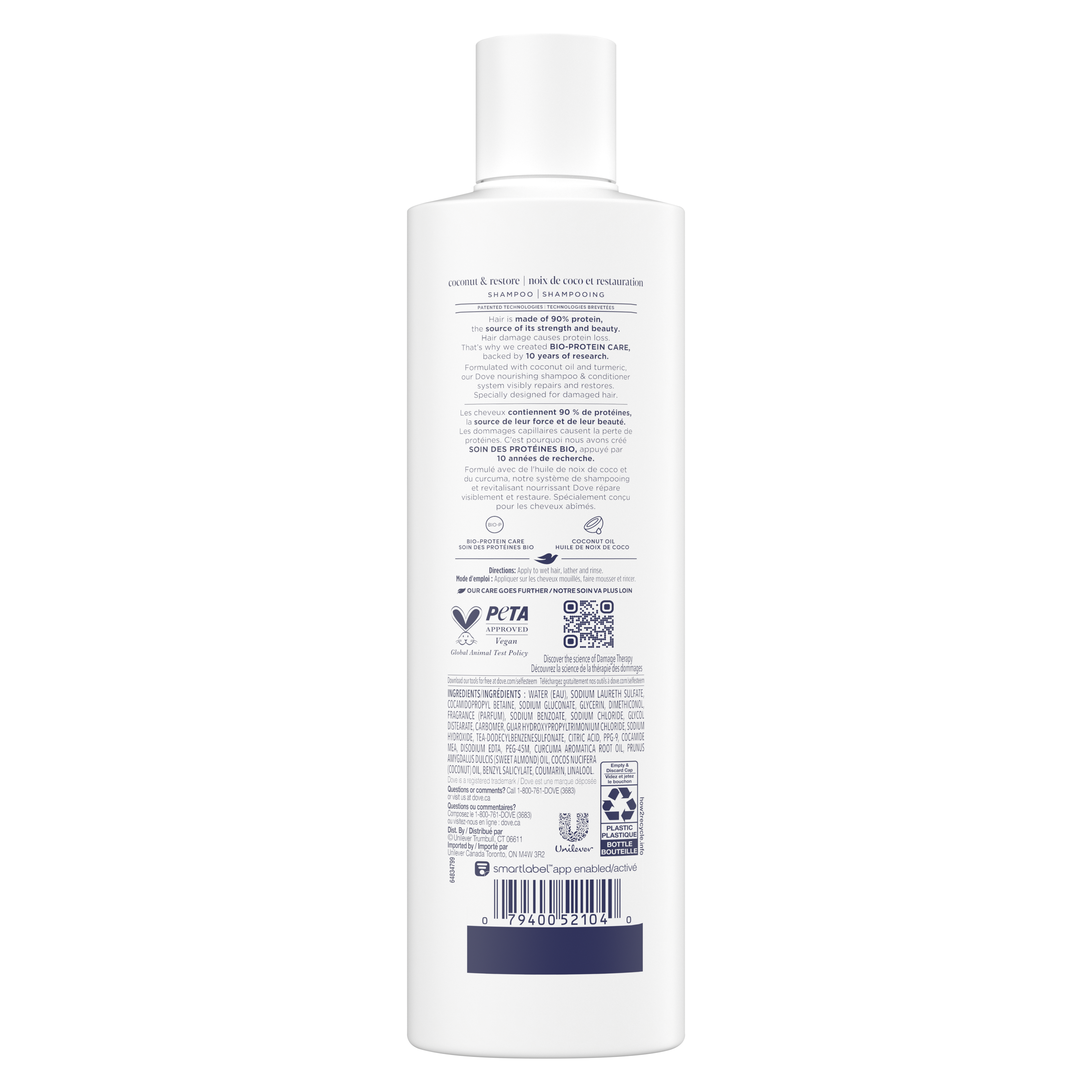 Shampooing Noix de coco et restauration Thérapie dommages Dove
