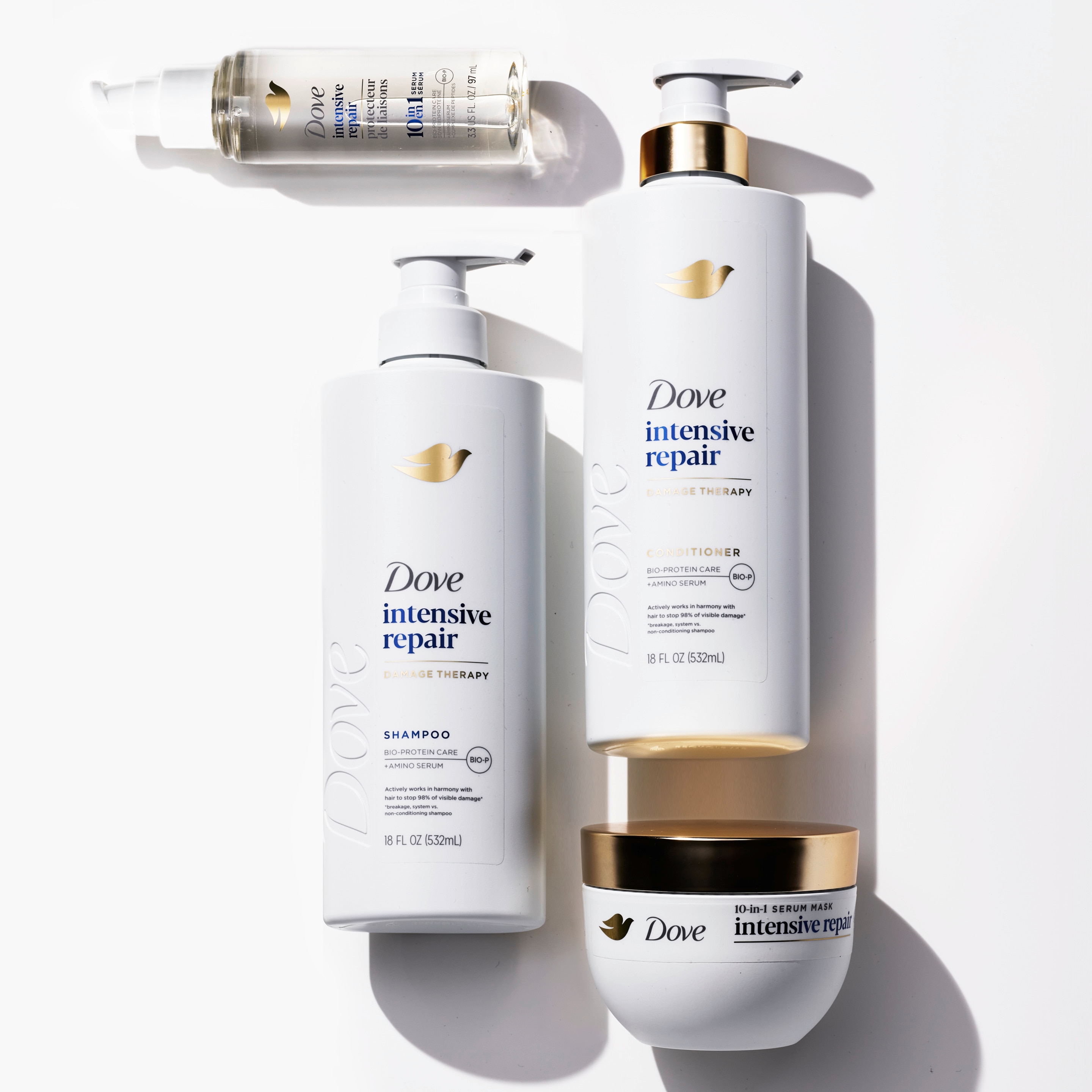 Intensive Repair Collection product range laying flat against an off white background