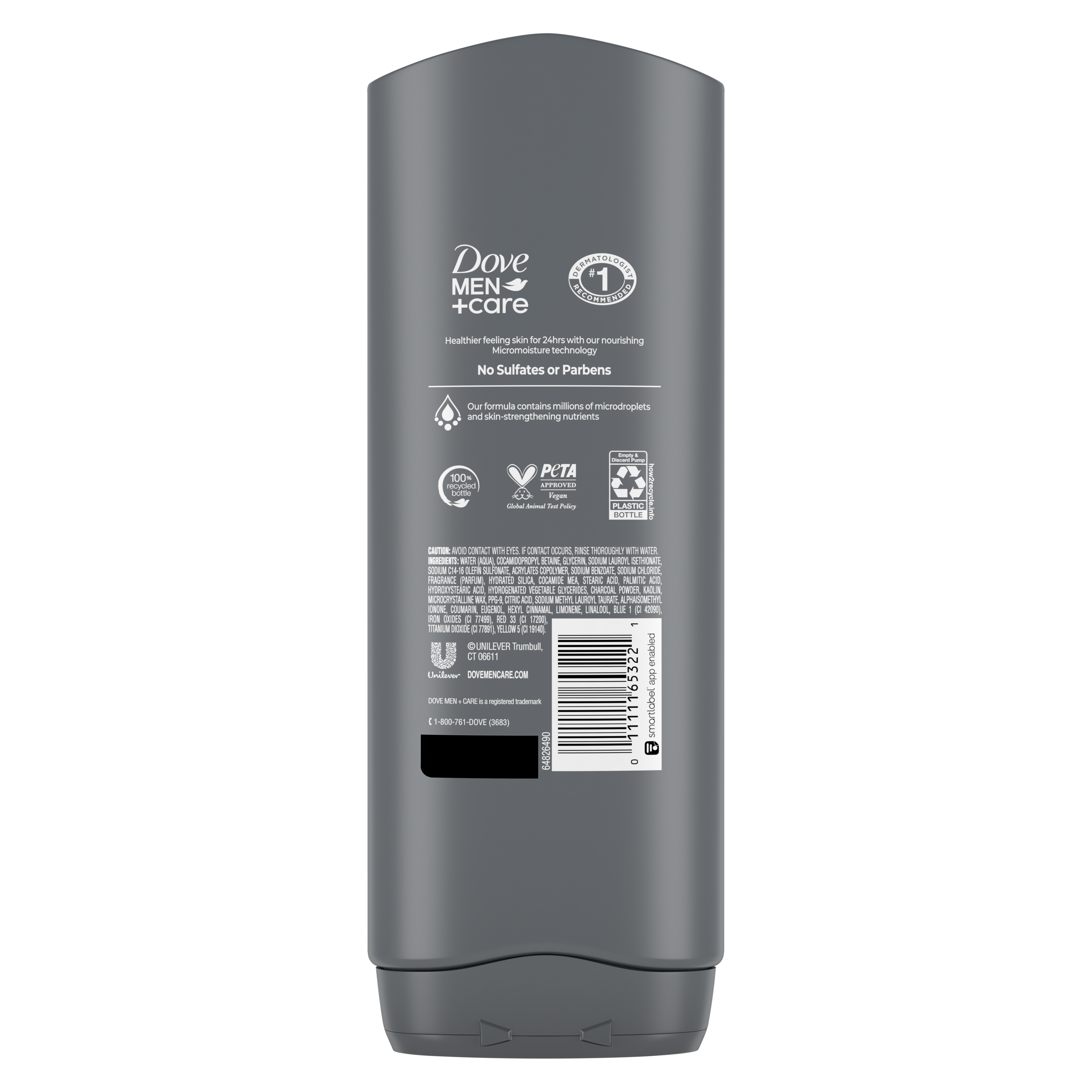 Dove Men+Care Purifying Charcoal + Clay Body + Face Wash 18 oz