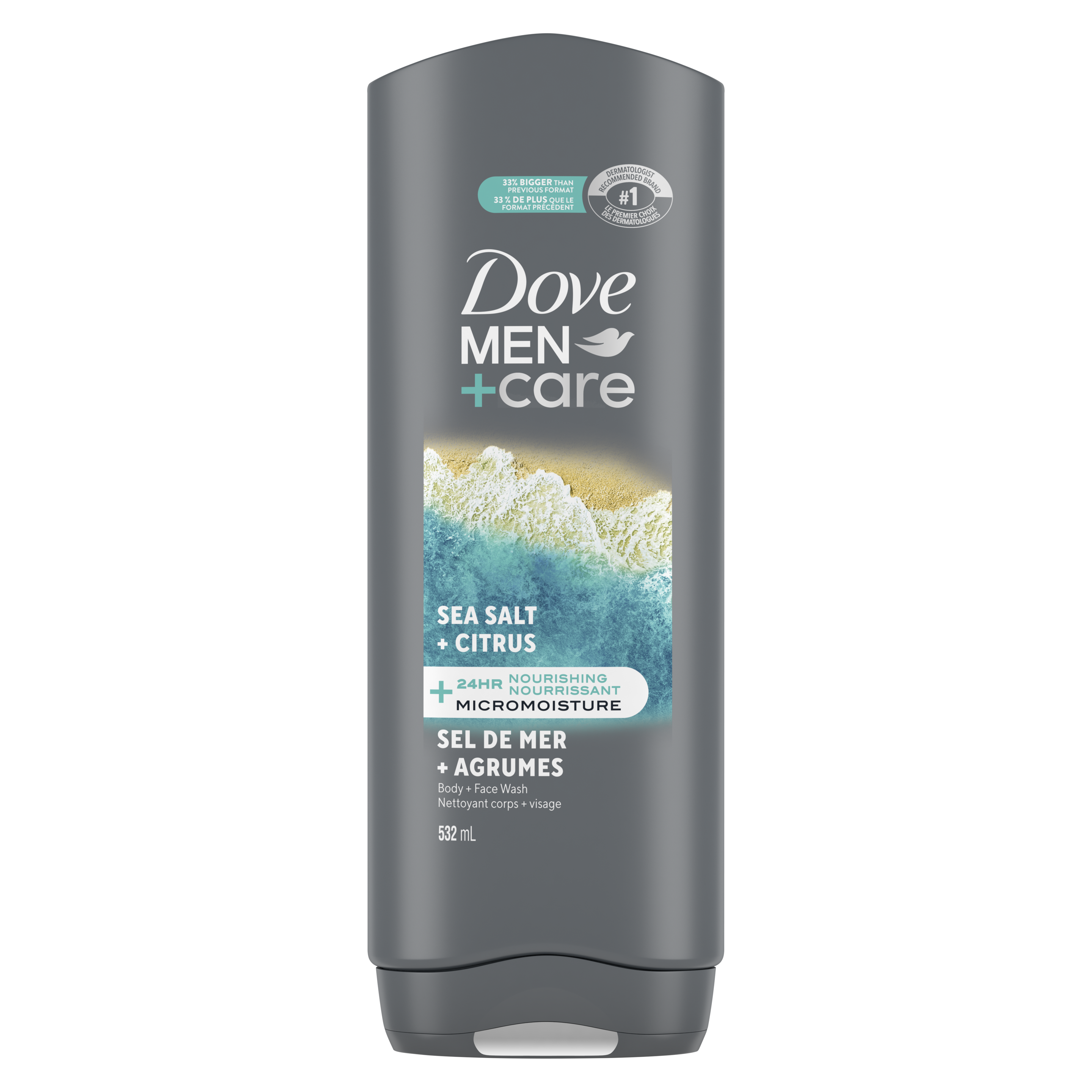 Dove Men+Care Sea Salt + Citrus Exfoliating Body + Face Wash 532ml