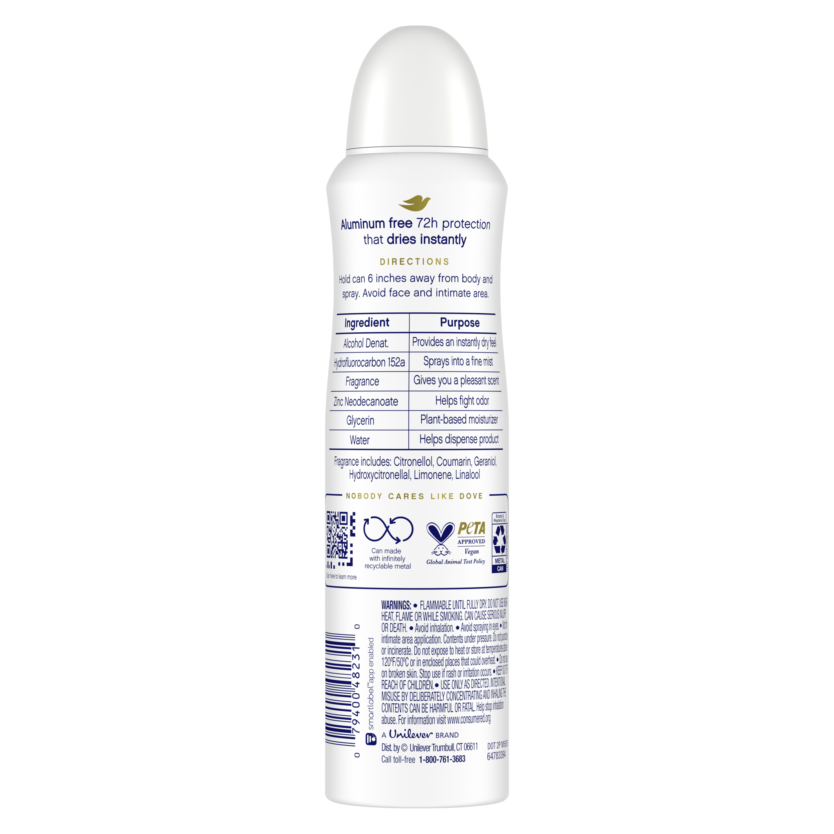 Dove 0% Aluminum Deodorant Spray Lavender & Vanilla