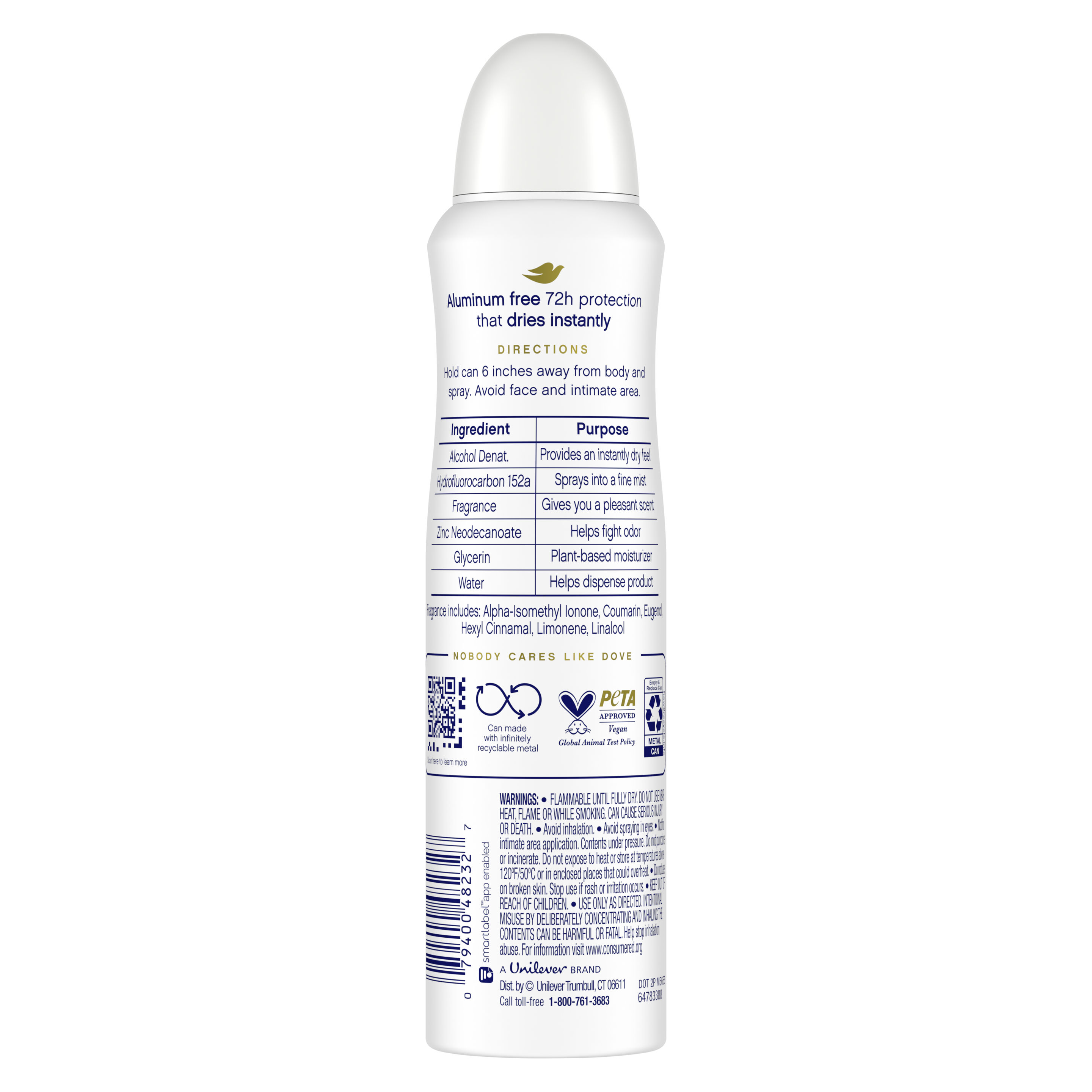 Dove 0% Aluminum Deodorant Spray Coconut & Pink Jasmine