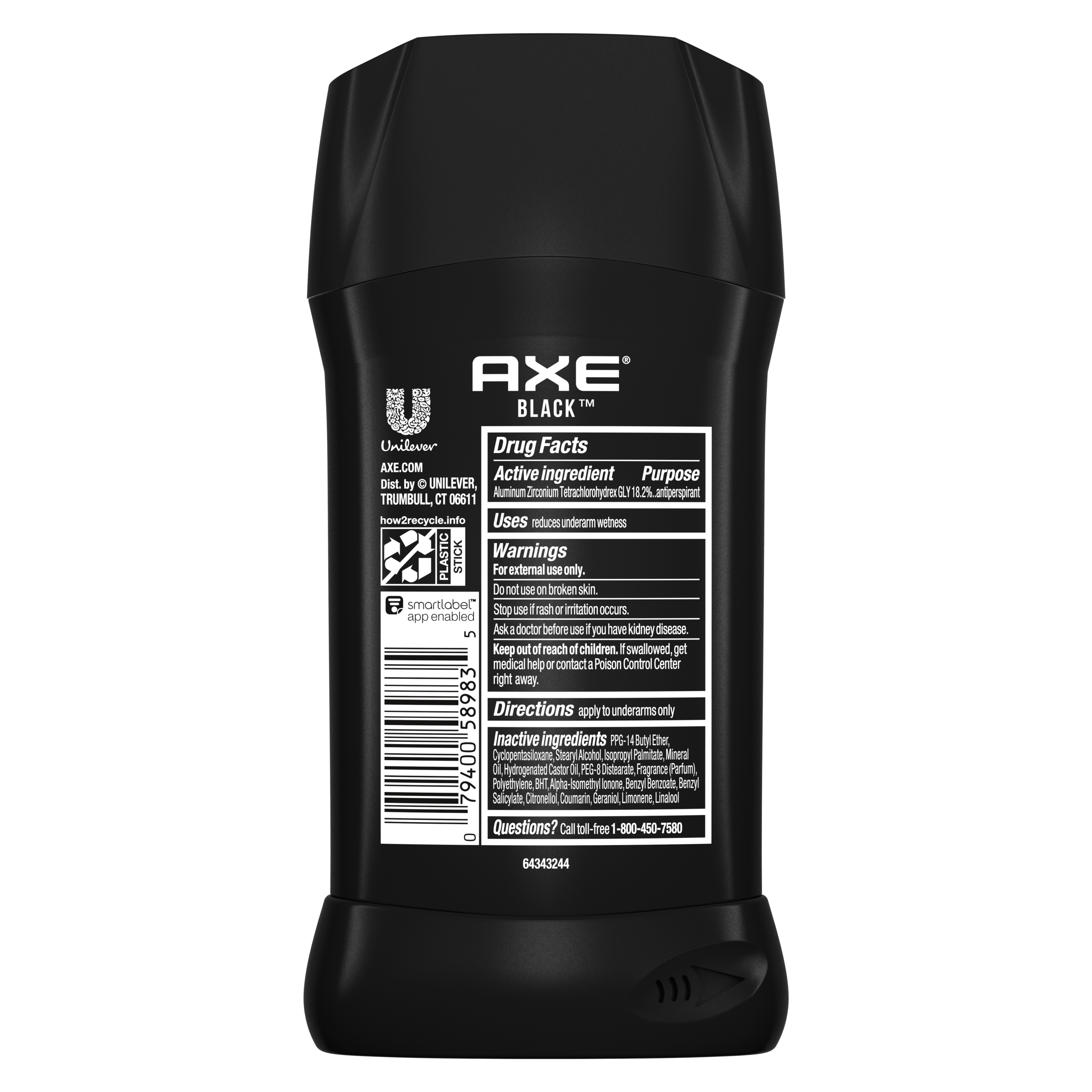 Black Antiperspirant Stick Back