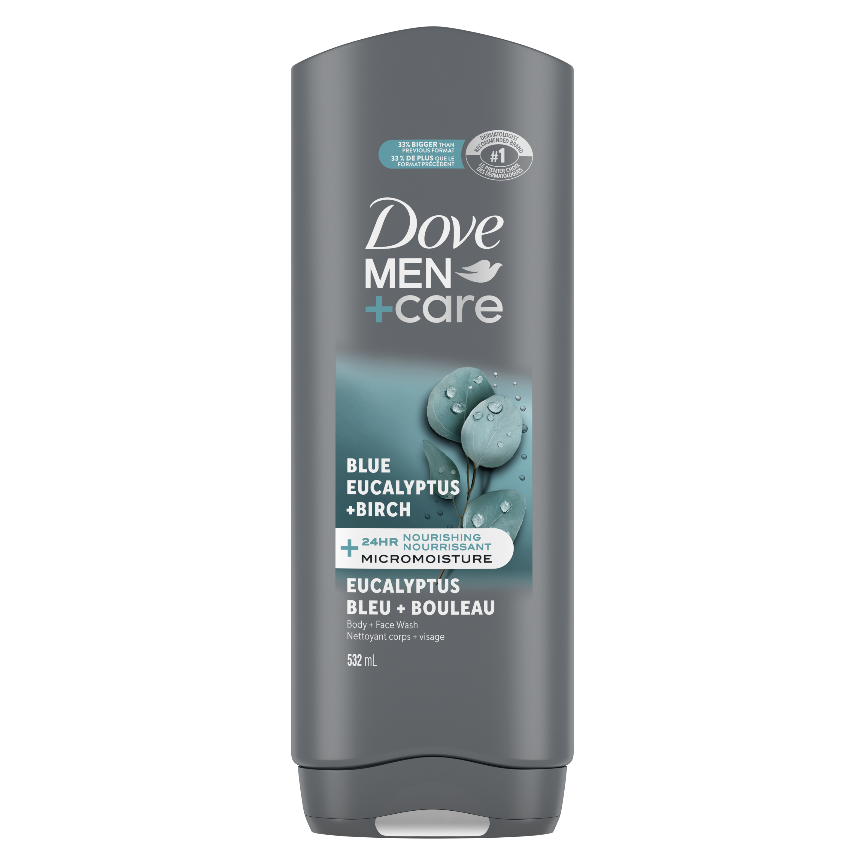 Gel douche corps et visage Dove Men+Care Eucalyptus bleu + bouleau 532 ml