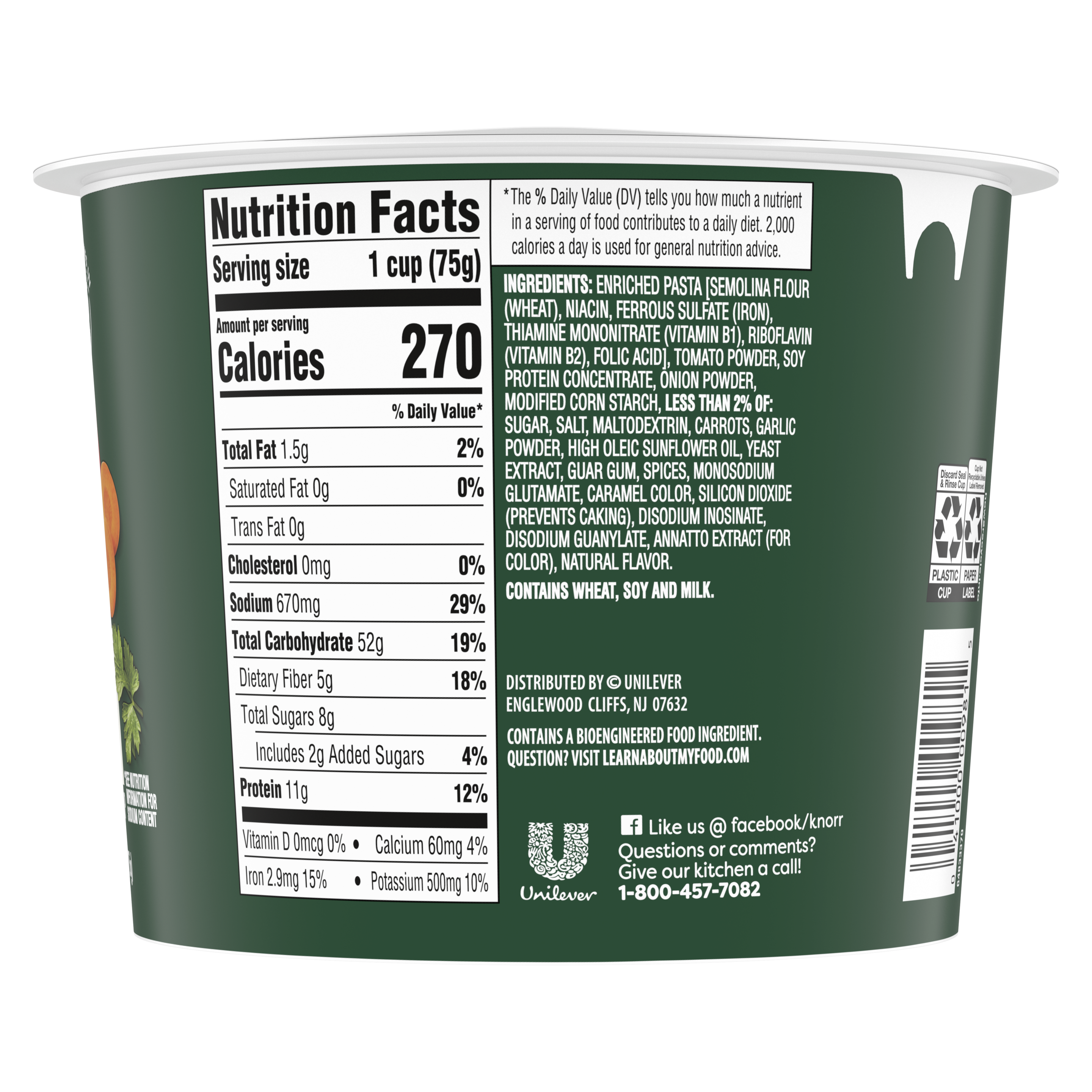 Bolognese Pasta Cup Back of Pack