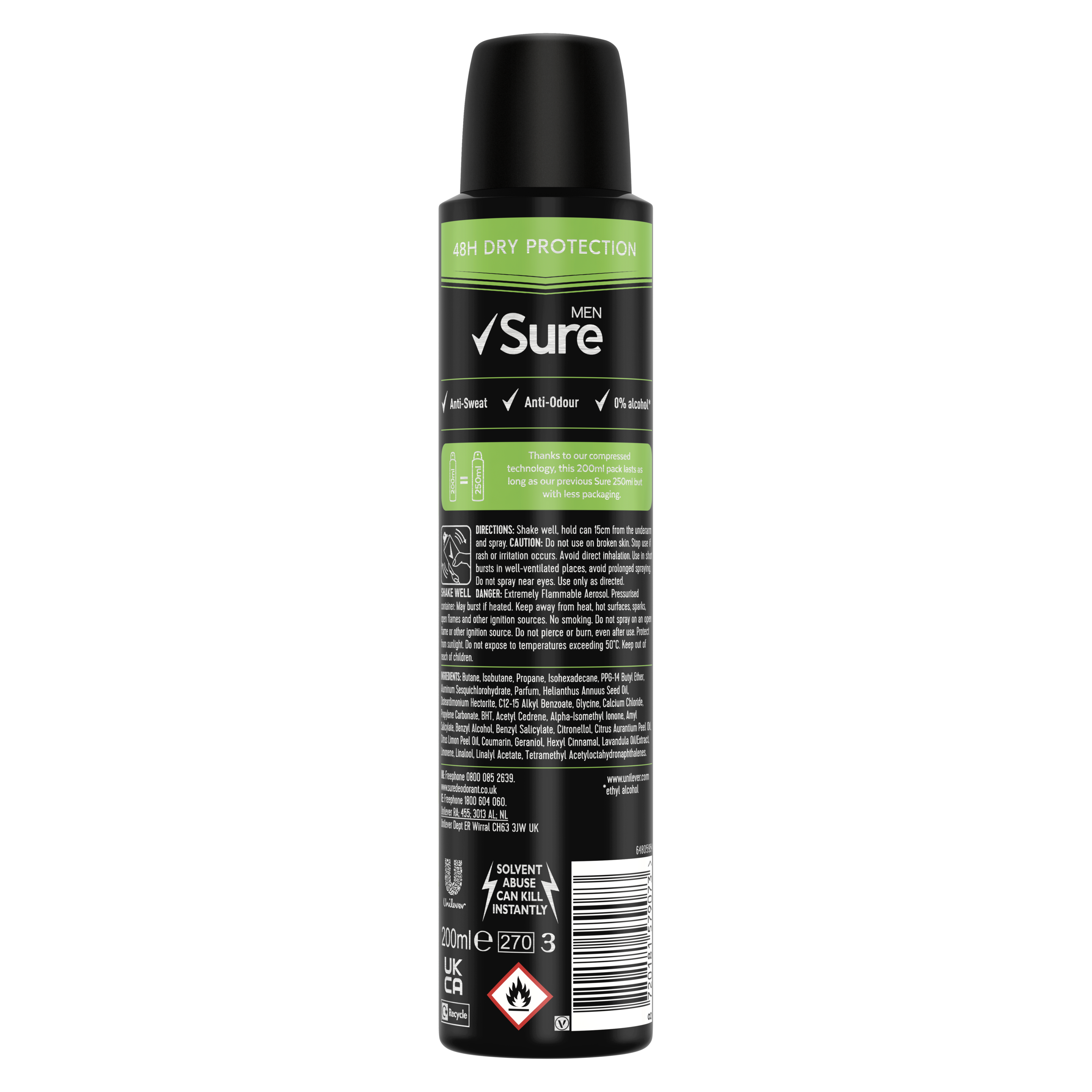 Sure Men Bergamot & Mint 48hr Deodorant Spray 200 ml