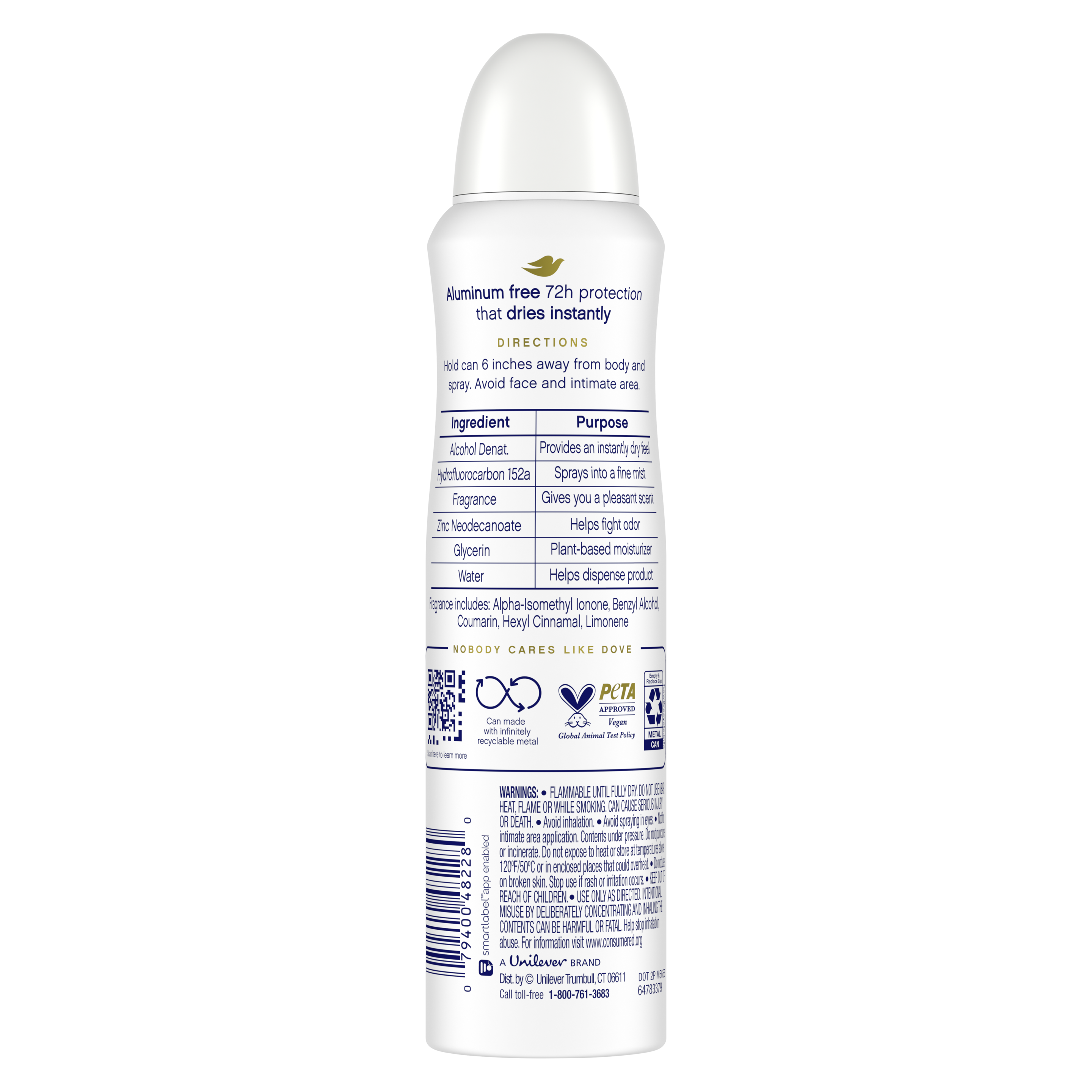 Dove 0% Aluminum Deodorant Spray Cucumber & Green Tea