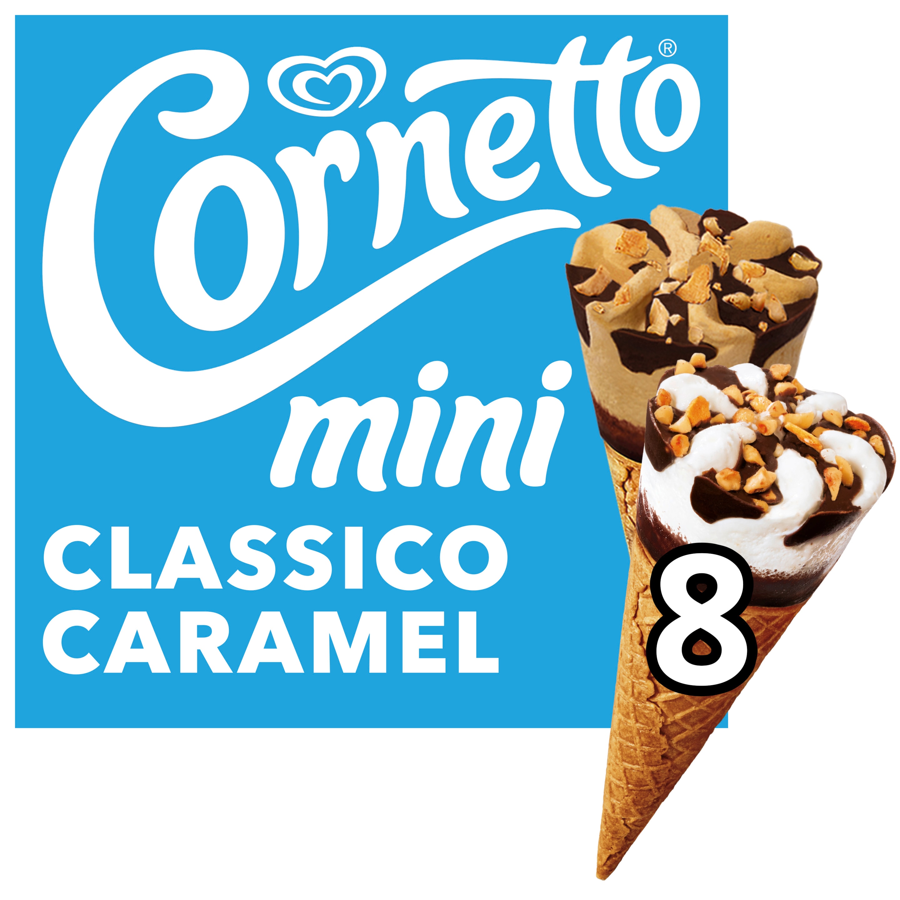 Cornetto Mini Mix Classic Caramel 8er Pack  480 ml - Langnese Deutschland packshot