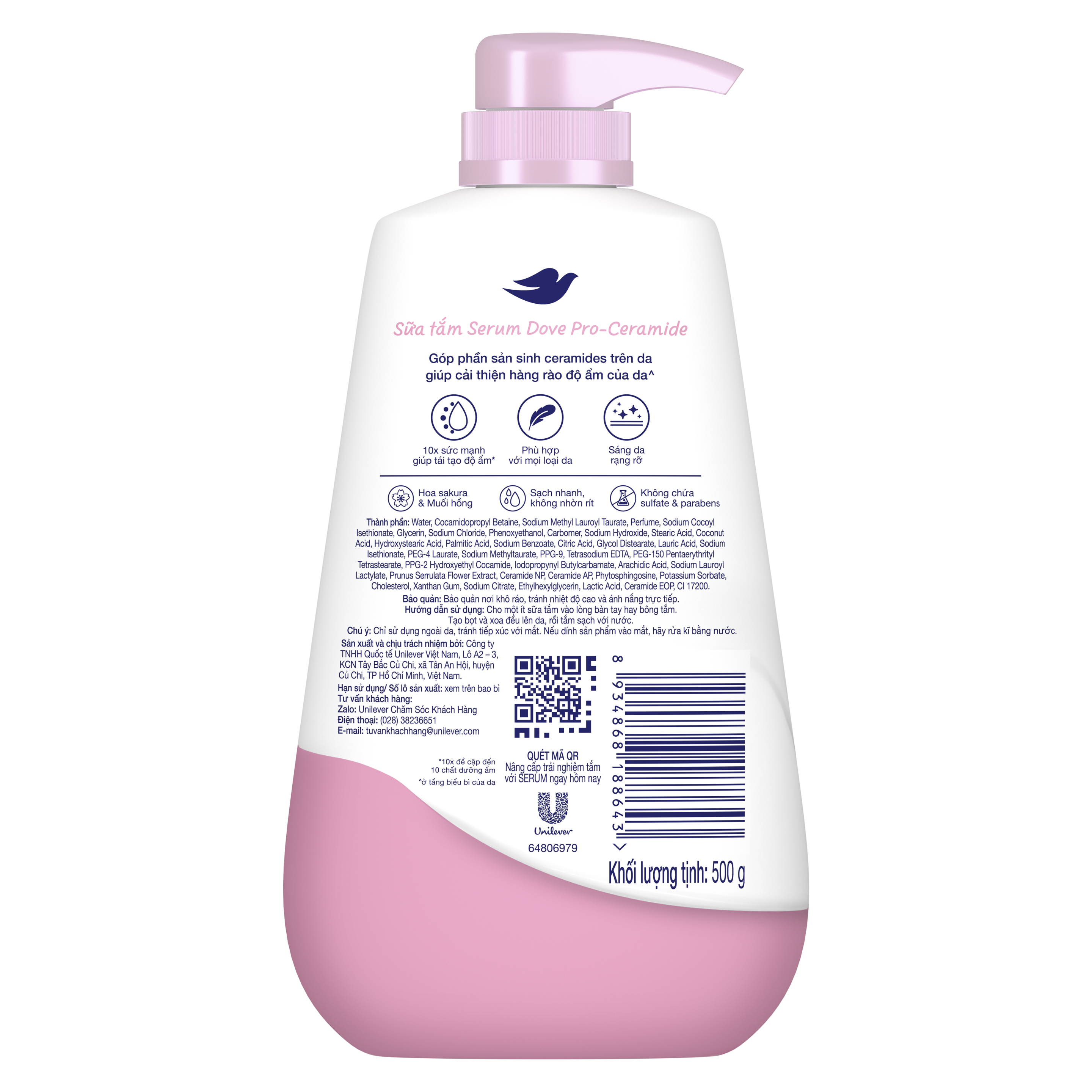 Sữa tắm serum Dove Sáng da rạng rỡ 500g